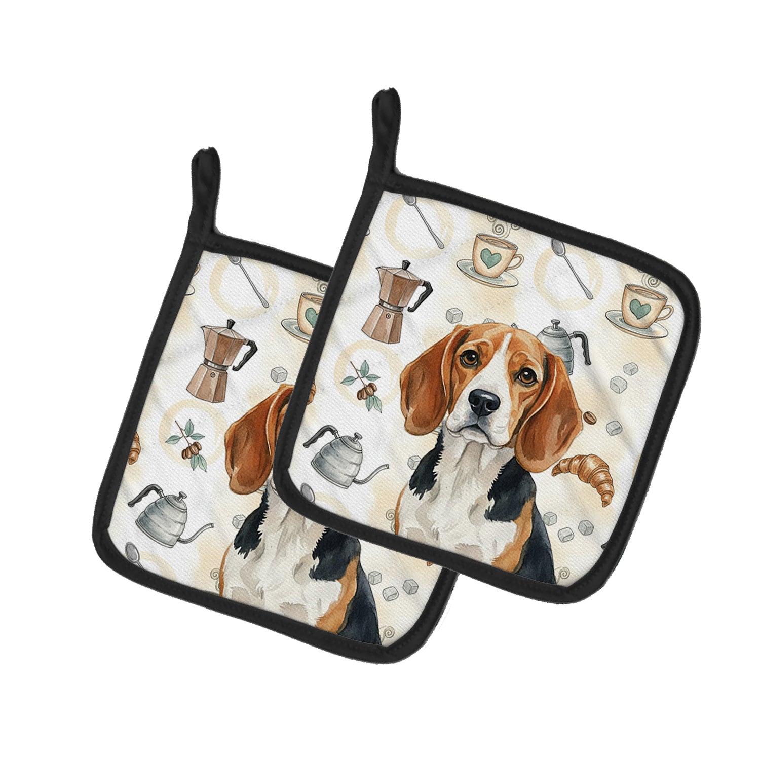 Caroline's Treasures Beagle Coffee Bar Pair of Pot Holders