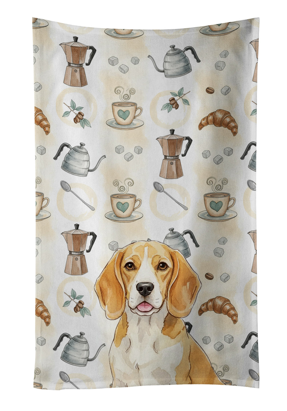 Caroline's Treasures Lemon and White Beagle Coffee Bar Kitchen Towel
