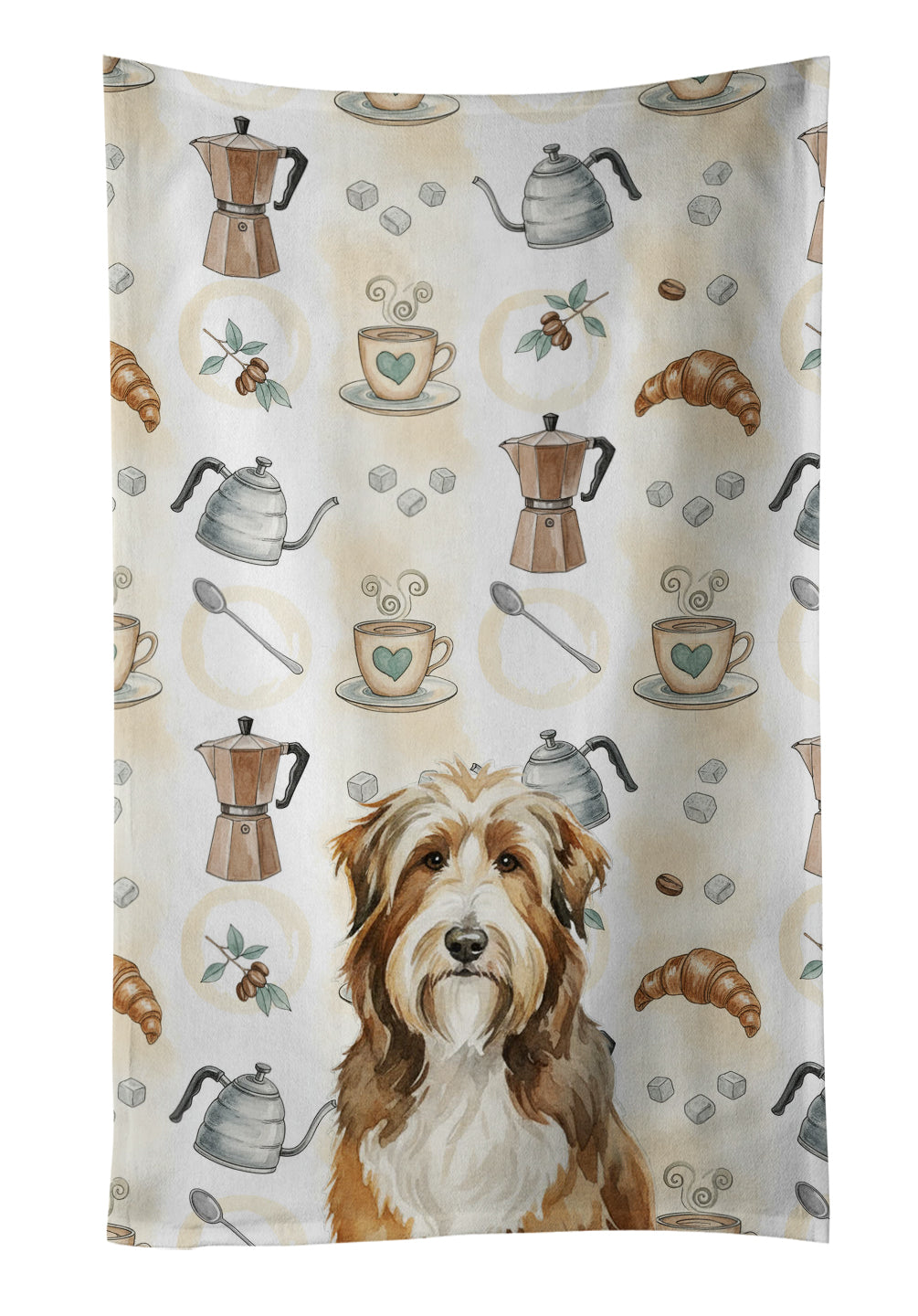 Caroline's Treasures Brown Bearded Collie Coffee Bar Kitchen Towel