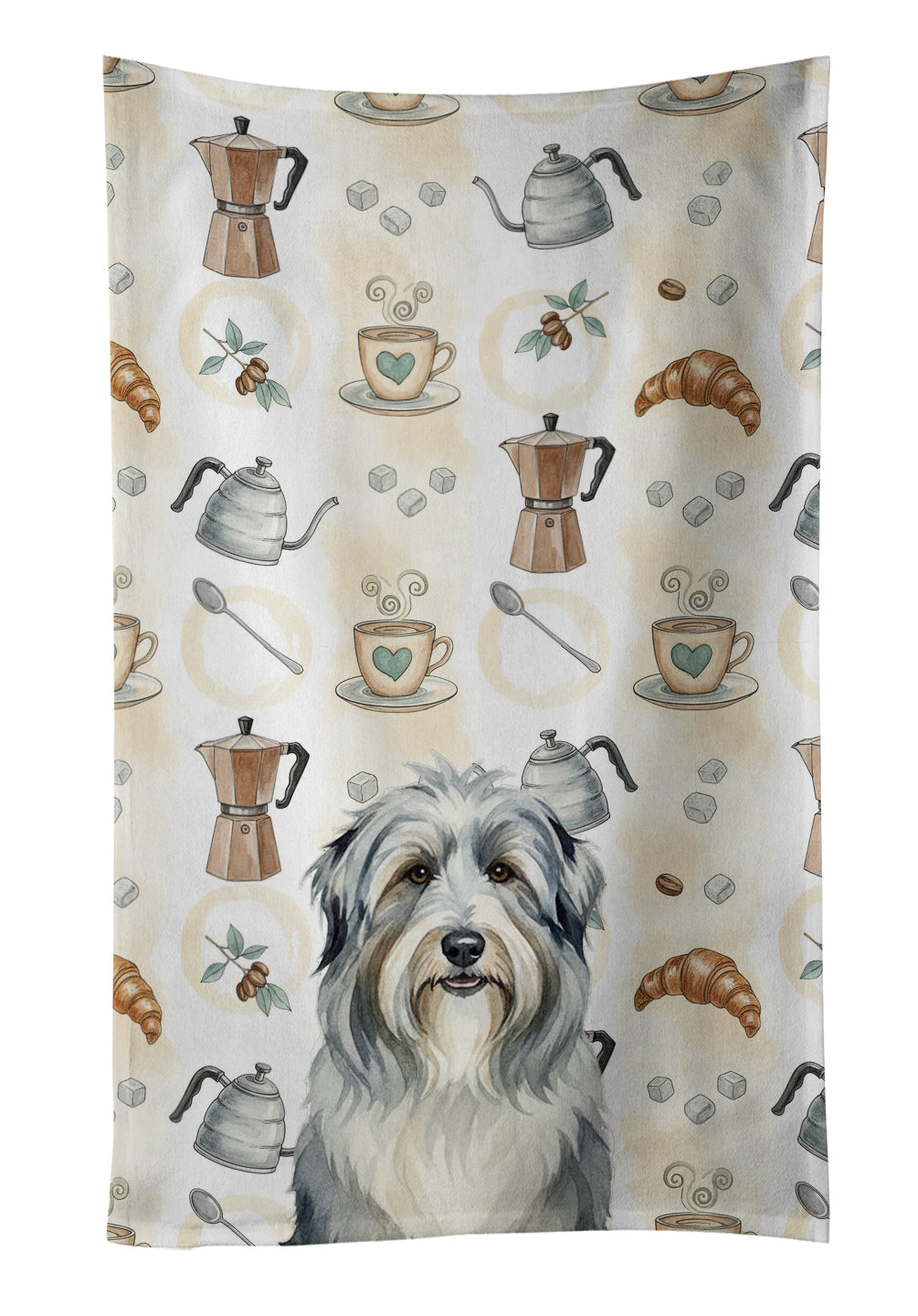Caroline's Treasures Bearded Collie Coffee Bar Kitchen Towel