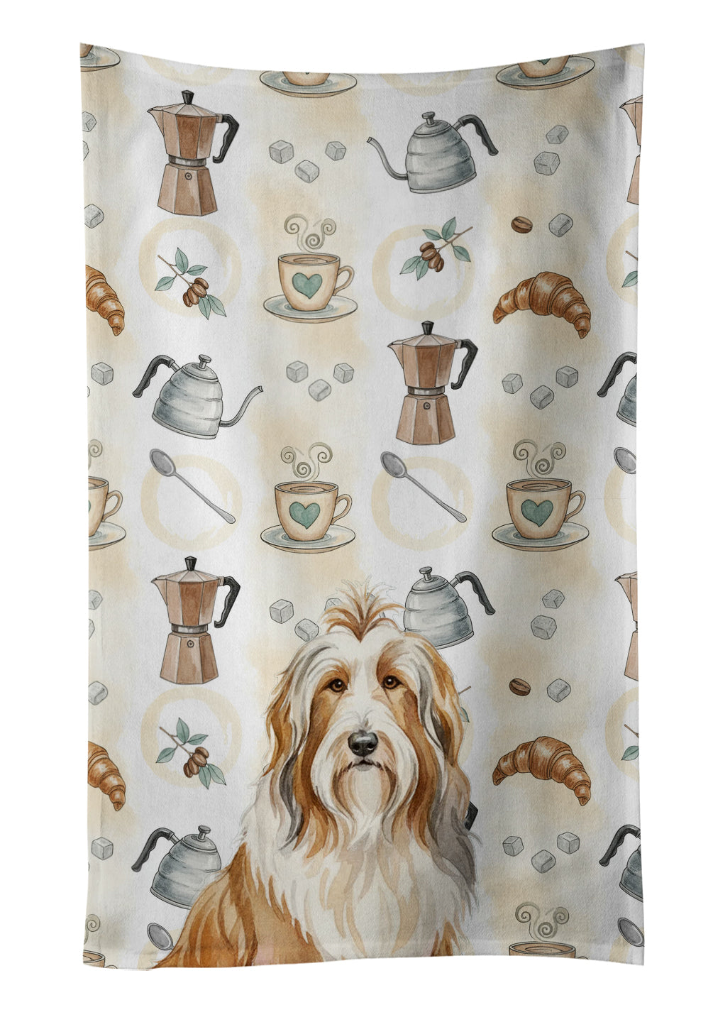Caroline's Treasures Fawn Bearded Collie Coffee Bar Kitchen Towel