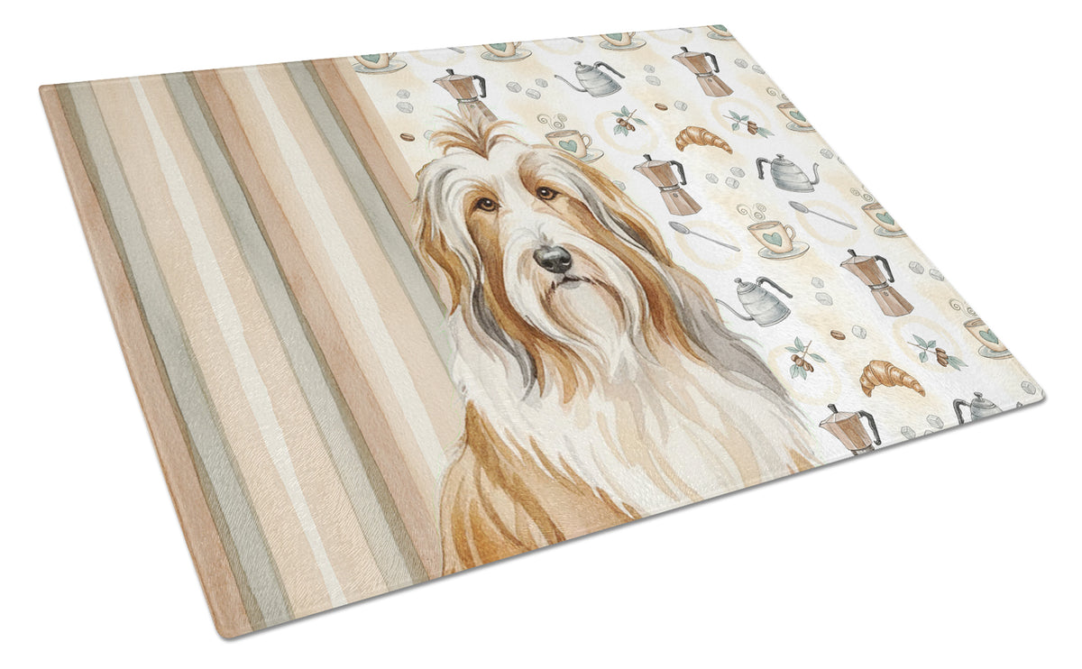 Caroline's Treasures Fawn Bearded Collie Coffee Bar Glass Cutting Board