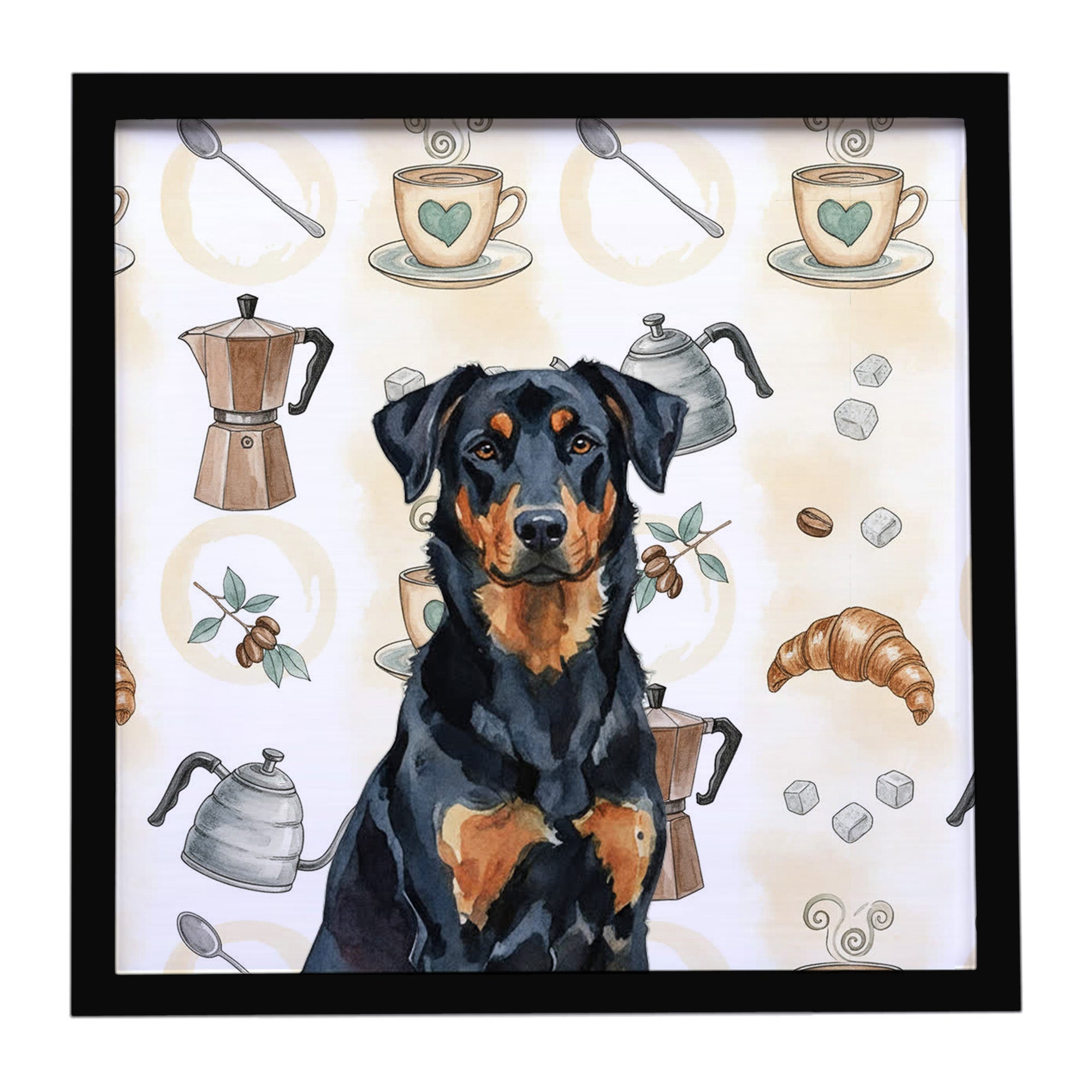 Caroline's Treasures Beauceron Coffee Bar Framed Metal Print
