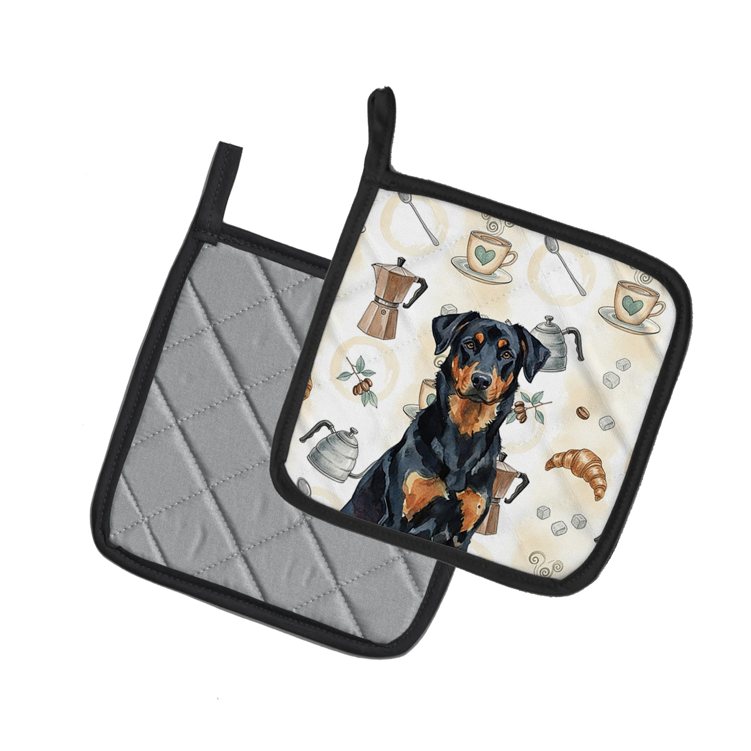 Caroline's Treasures Beauceron Coffee Bar Pair of Pot Holders