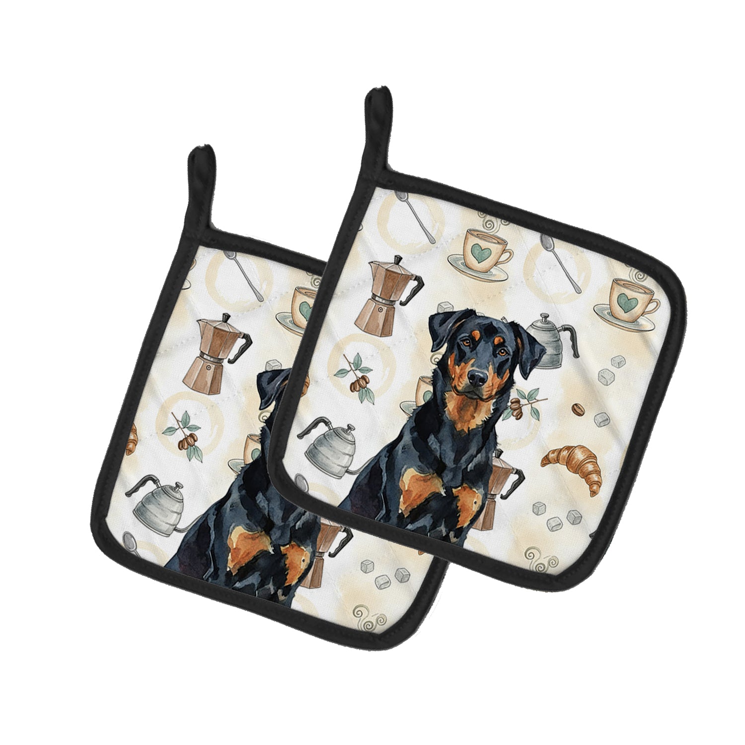 Caroline's Treasures Beauceron Coffee Bar Pair of Pot Holders