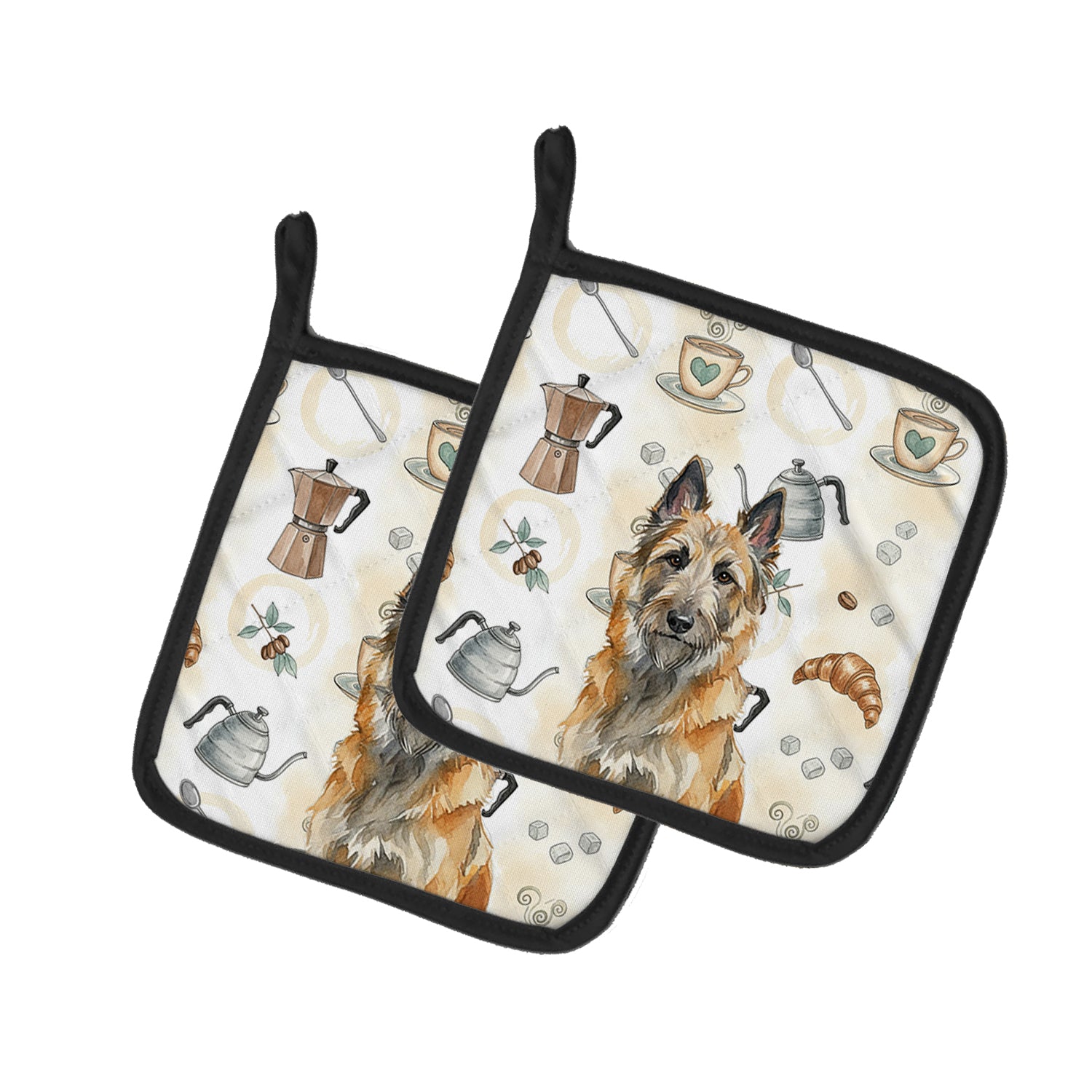 Caroline's Treasures Belgian Laekenois Coffee Bar Pair of Pot Holders