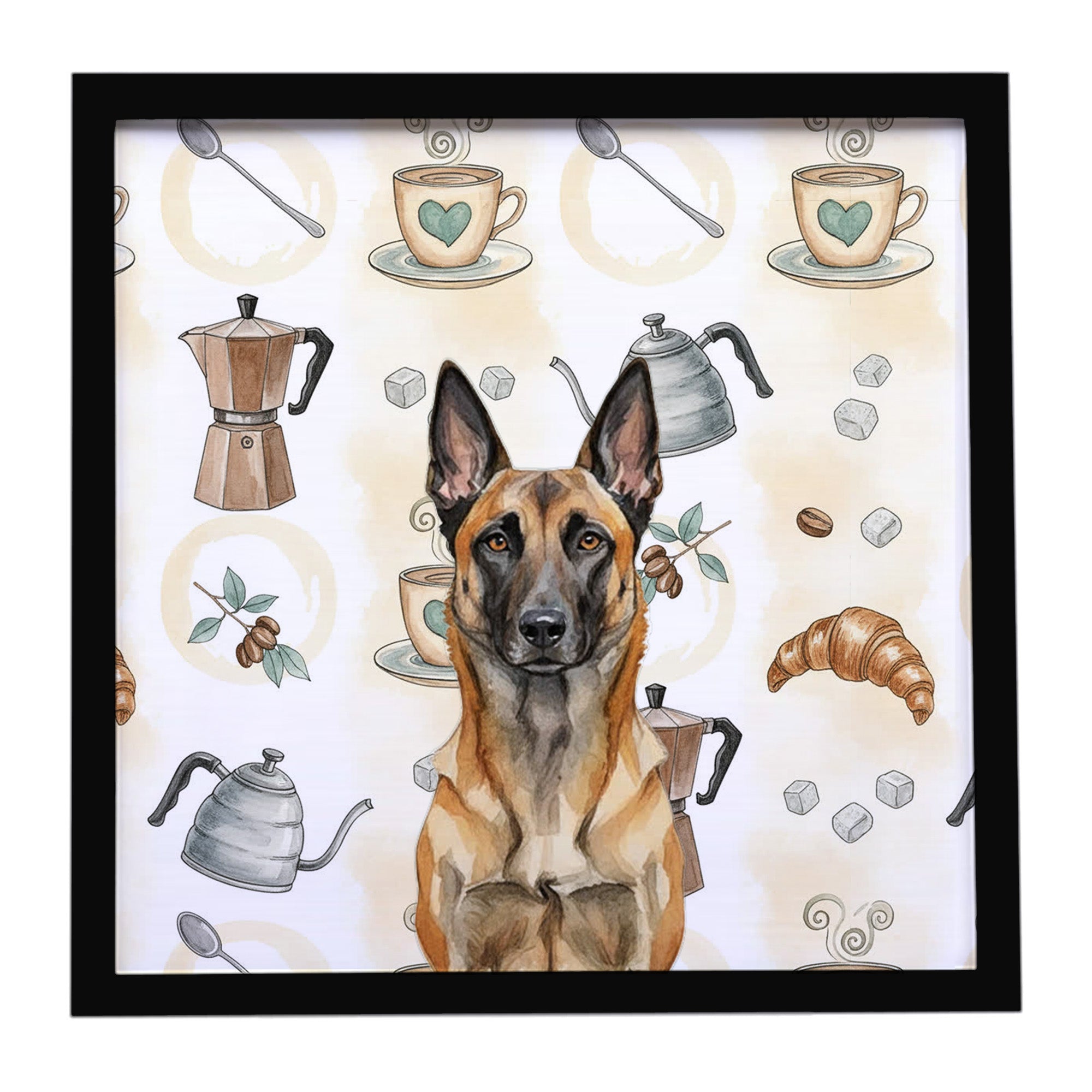 Caroline's Treasures Belgian Malinois Coffee Bar Framed Metal Print