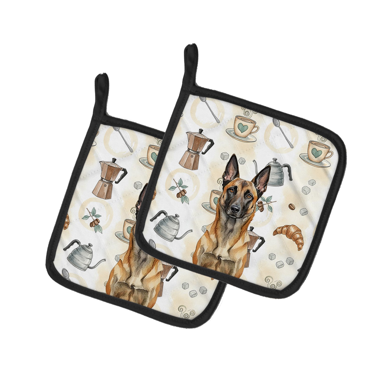 Caroline's Treasures Belgian Malinois Coffee Bar Pair of Pot Holders