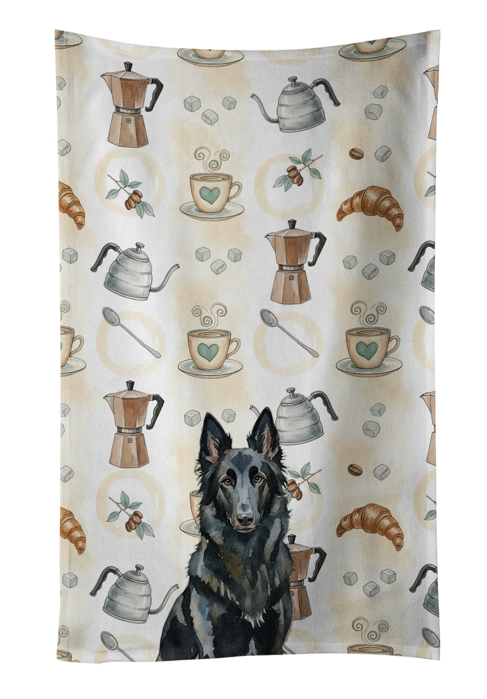 Caroline's Treasures Belgian Sheepdog Groenendael Coffee Bar Kitchen Towel