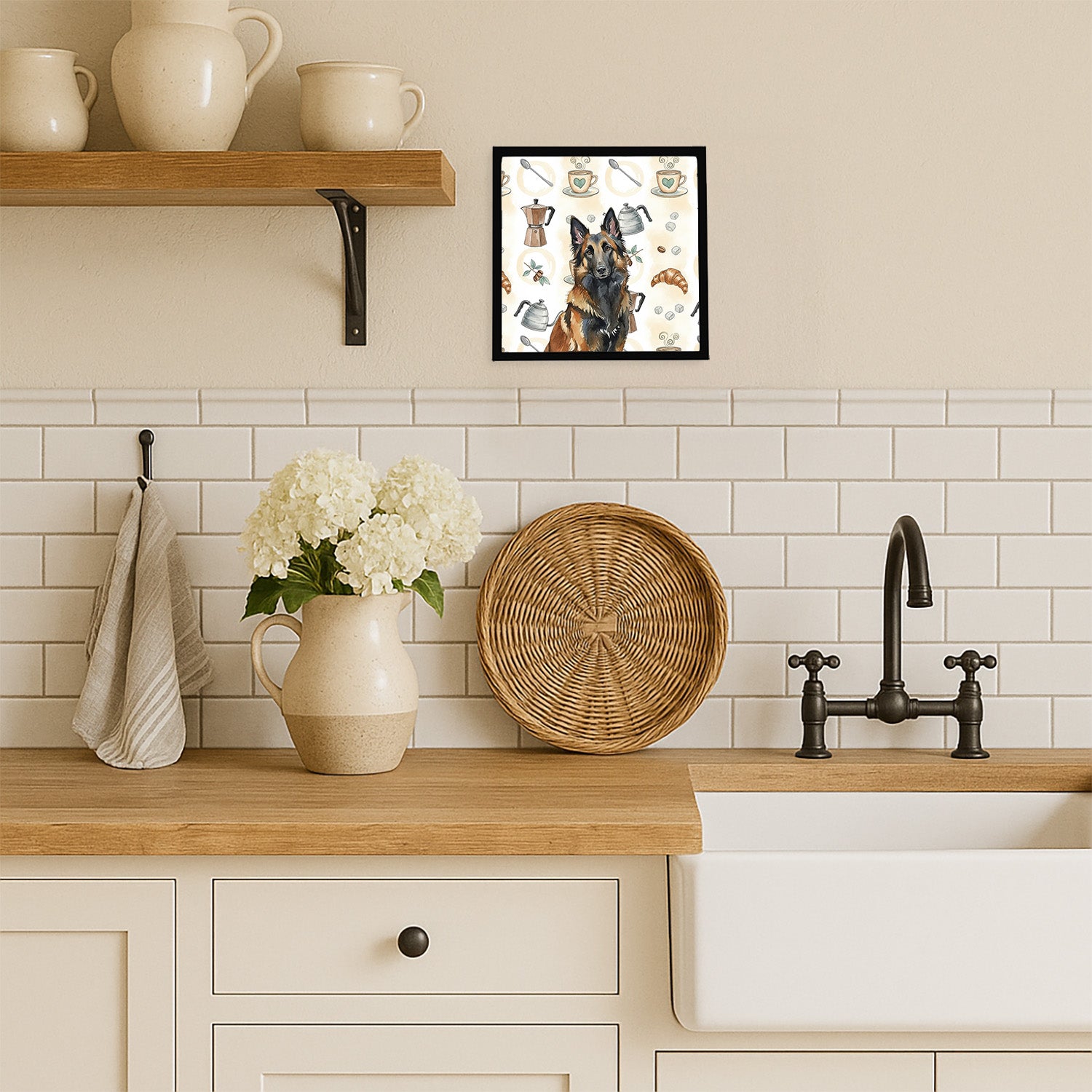 Caroline's Treasures Belgian Tervuren Coffee Bar Framed Metal Print