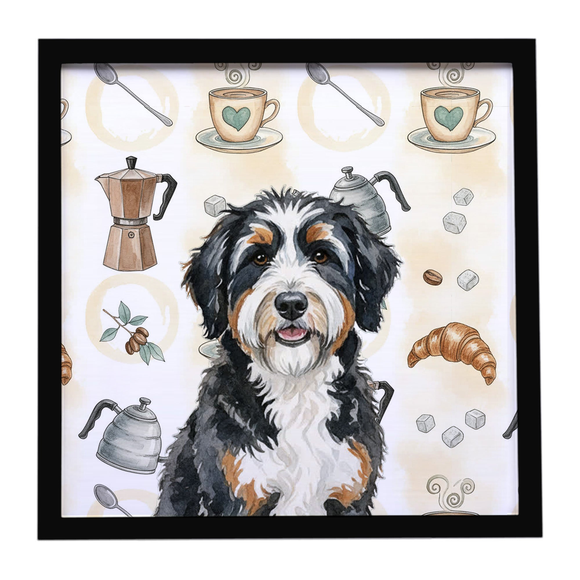 Caroline's Treasures Berndoodle Coffee Bar Framed Metal Print