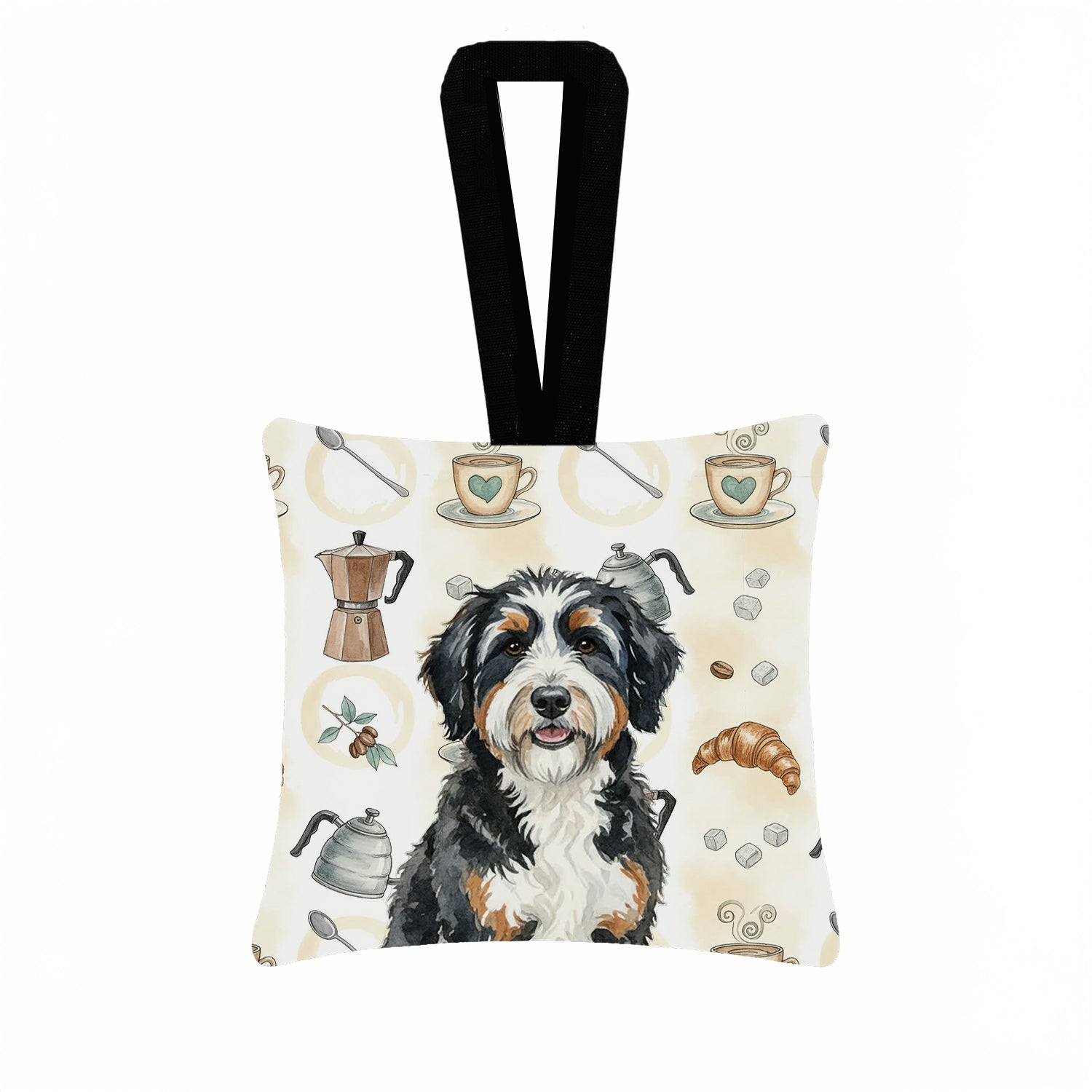 Caroline's Treasures Berndoodle Coffee Bar Hanging Square Fabric Ornament 3.5 × 3.5