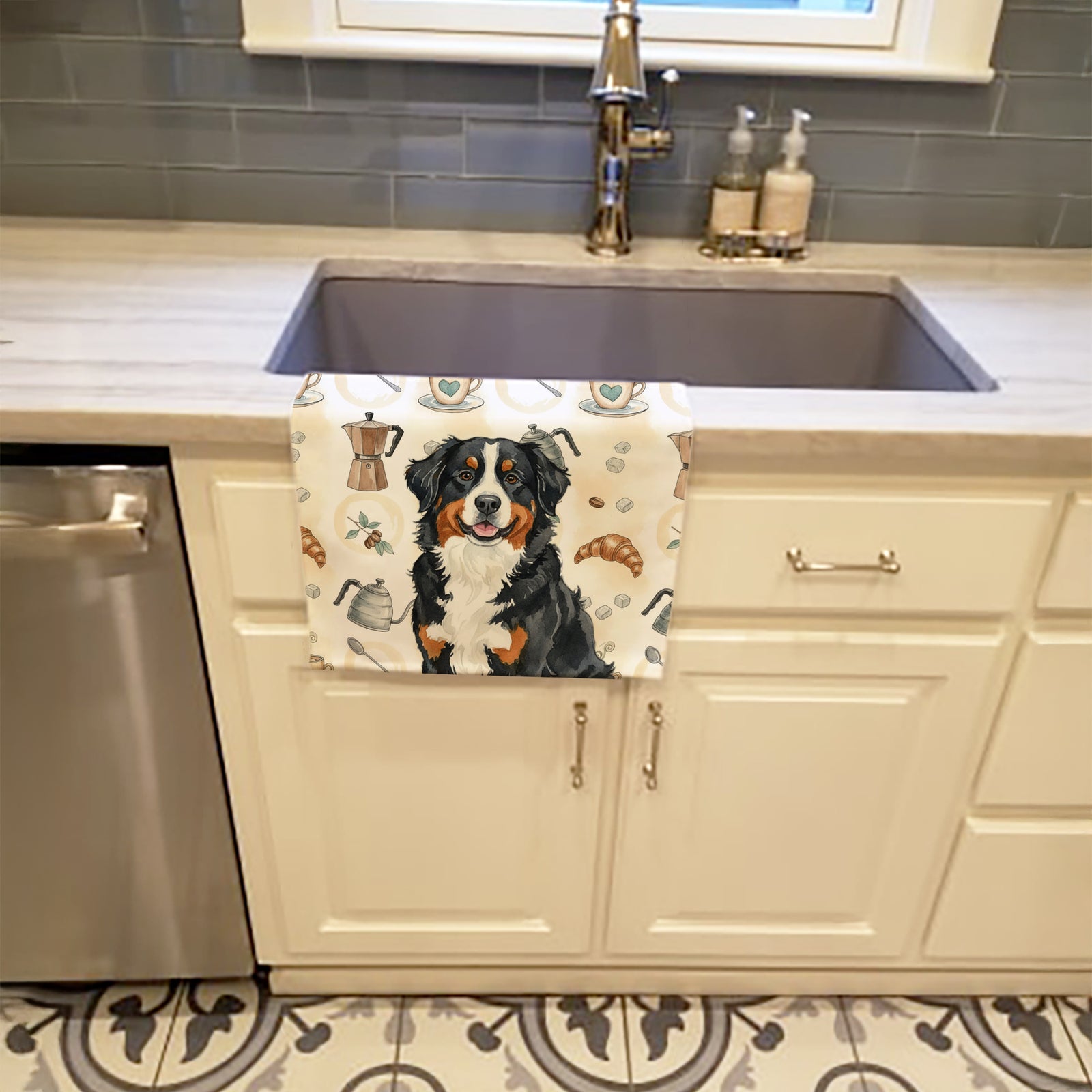 Caroline's Treasures Bernese Mountain Dog Coffee Bar Kitchen Towel
