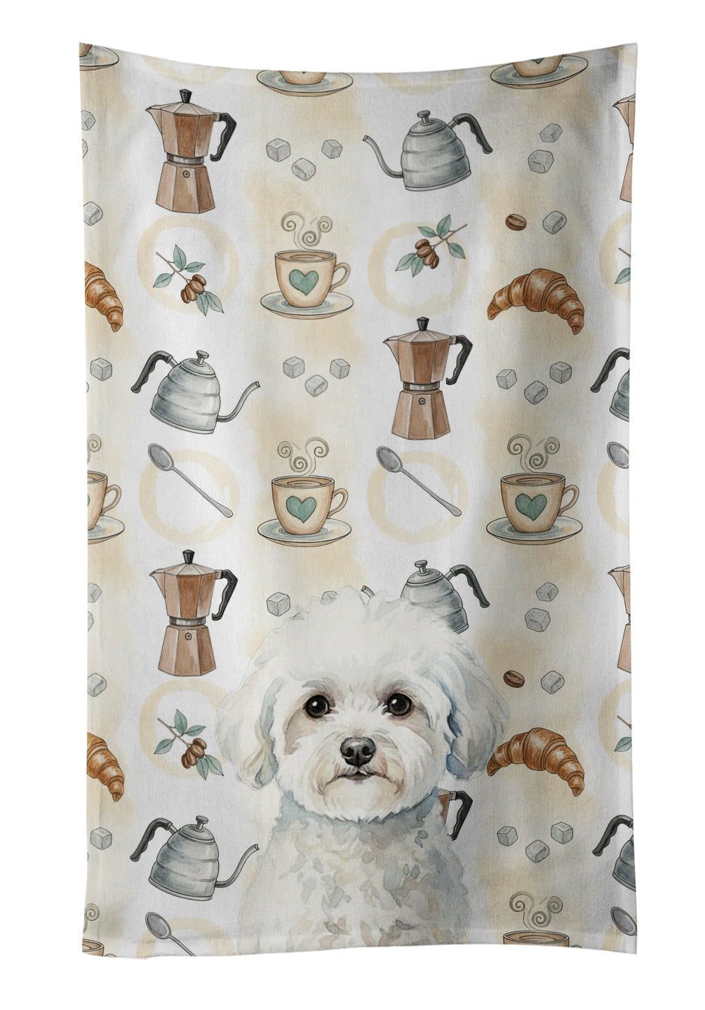 Caroline's Treasures Bichon Frise Coffee Bar Kitchen Towel