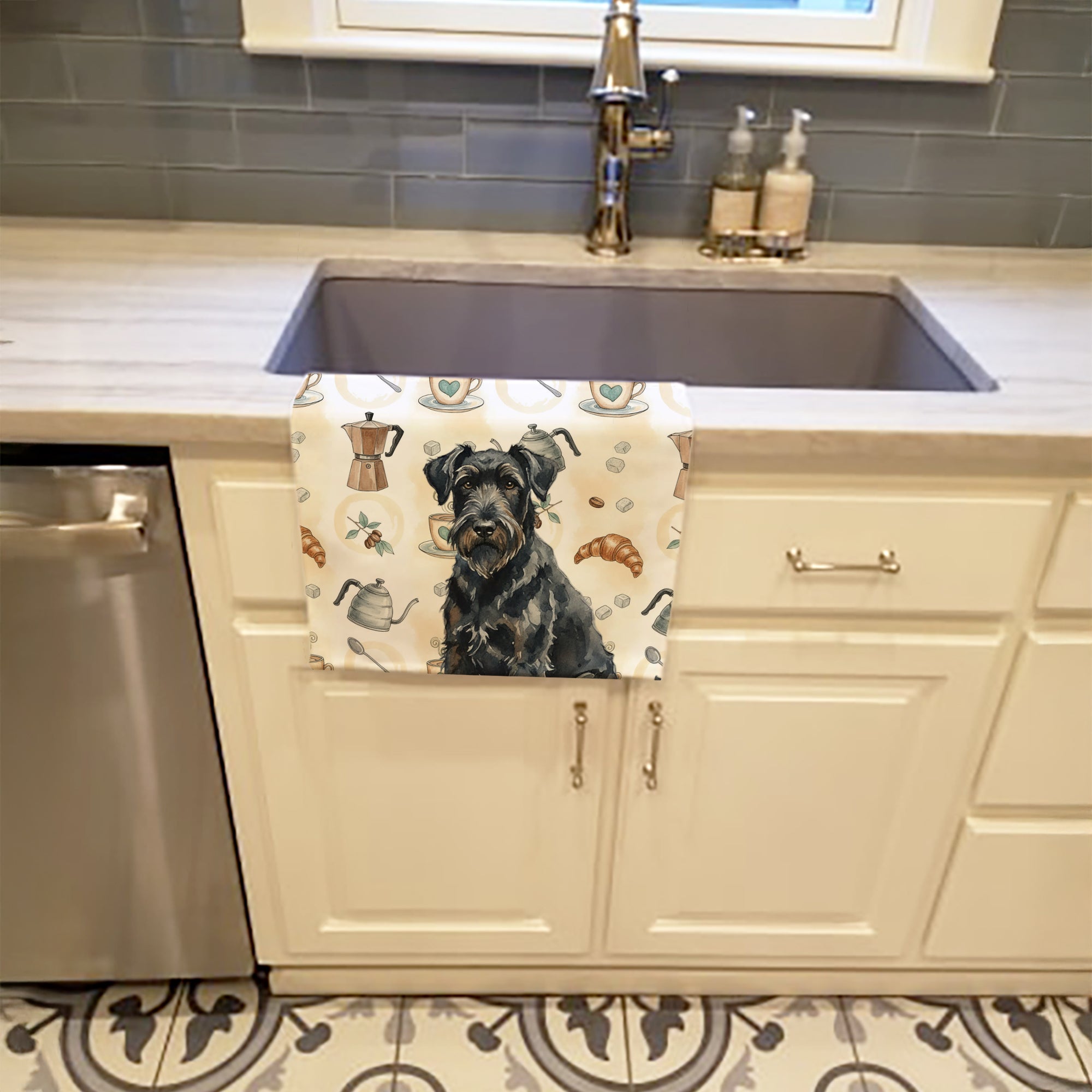 Caroline's Treasures Black Russian Terrier Coffee Bar Kitchen Towel
