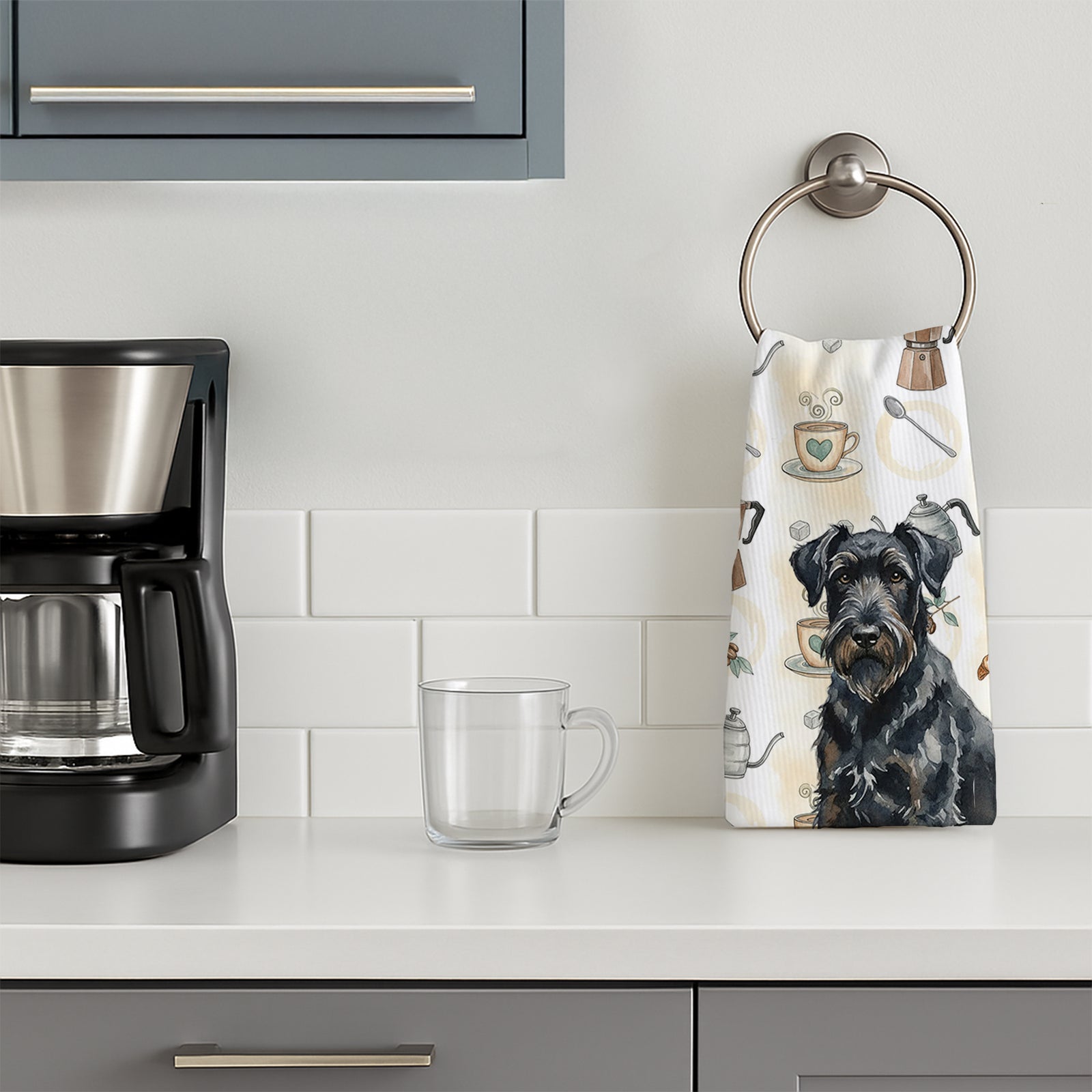 Caroline's Treasures Black Russian Terrier Coffee Bar Kitchen Towel