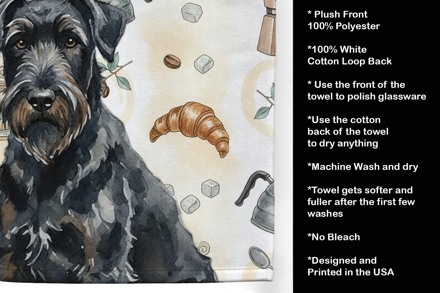 Caroline's Treasures Black Russian Terrier Coffee Bar Kitchen Towel