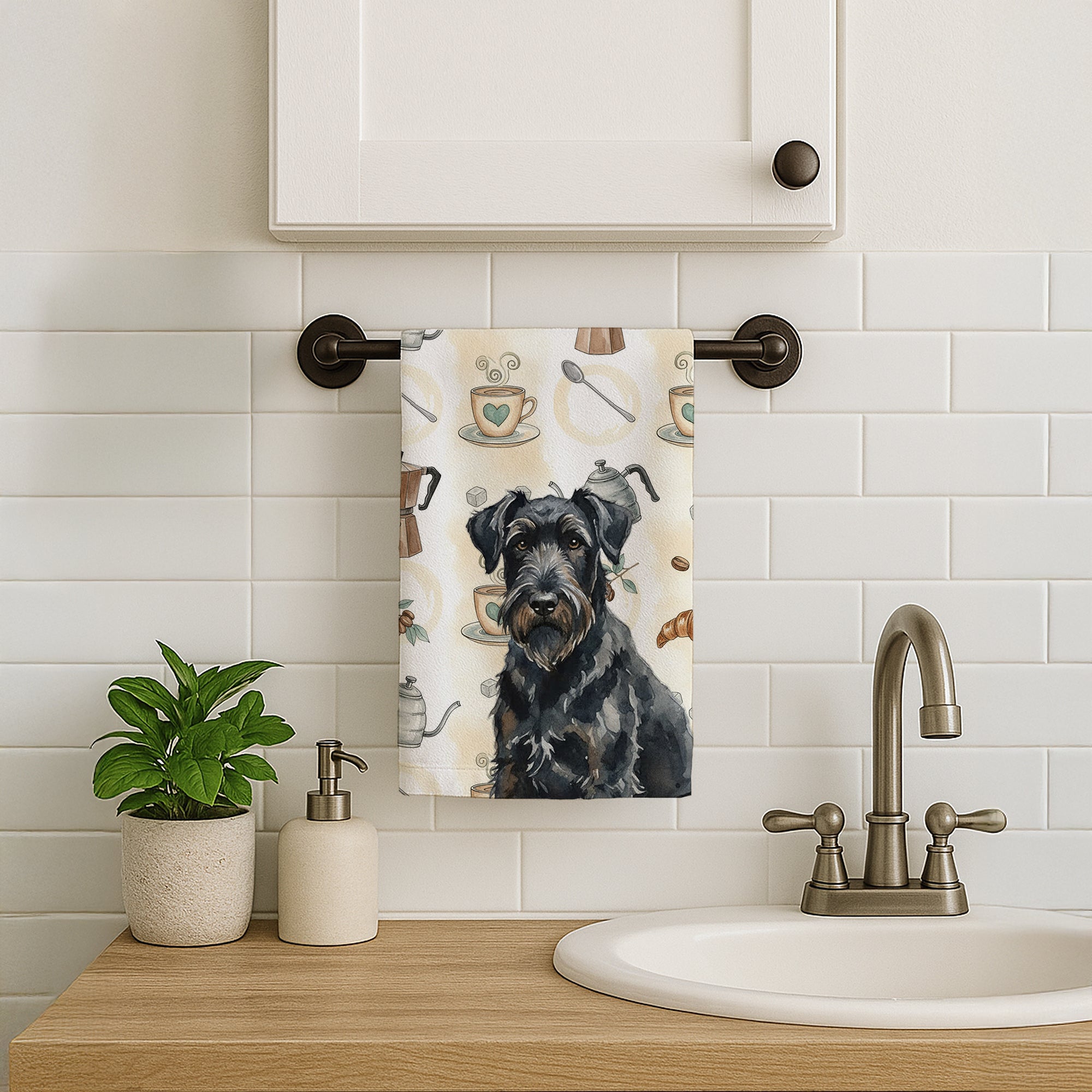 Caroline's Treasures Black Russian Terrier Coffee Bar Kitchen Towel