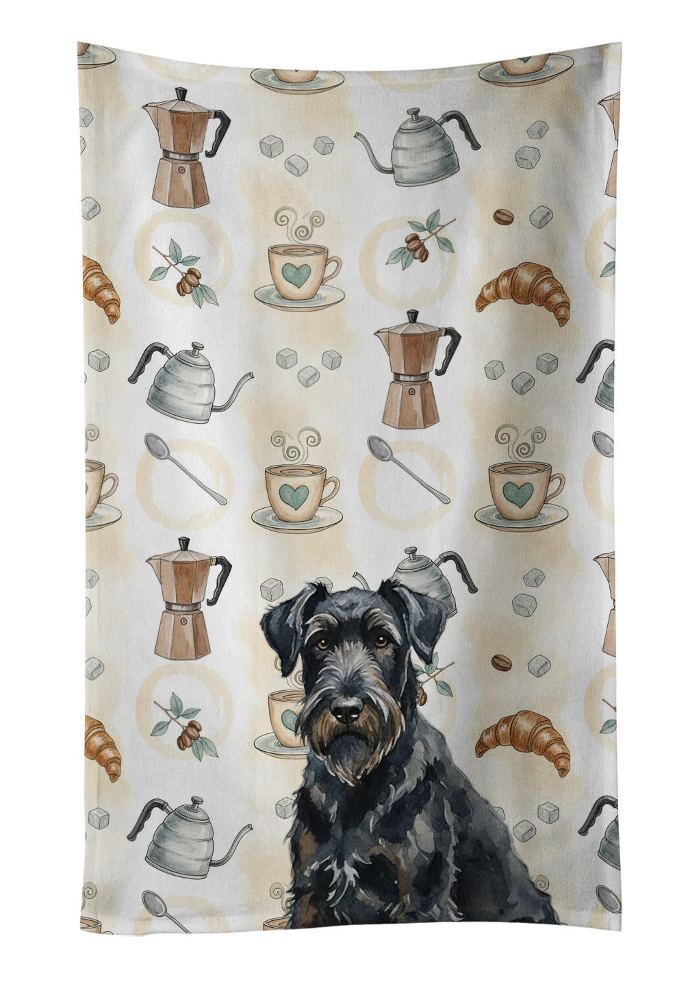 Caroline's Treasures Black Russian Terrier Coffee Bar Kitchen Towel