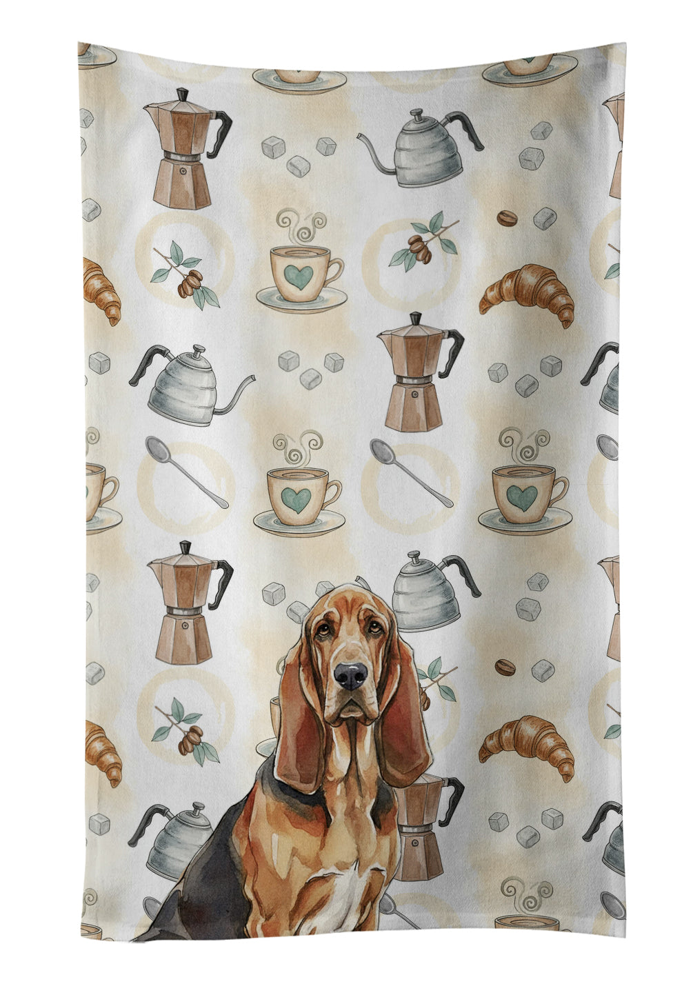 Caroline's Treasures Liver and Tan Bloodhound Coffee Bar Kitchen Towel