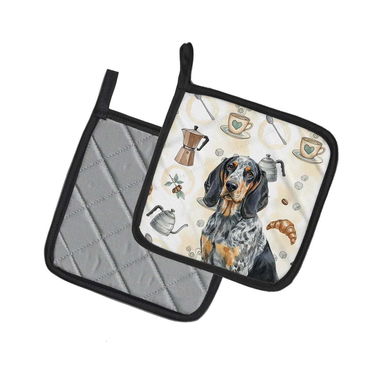 Caroline's Treasures Bluetick Coonhound Coffee Bar Pair of Pot Holders