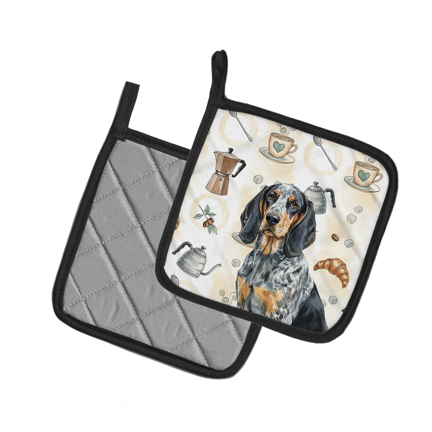 Caroline's Treasures Bluetick Coonhound Coffee Bar Pair of Pot Holders