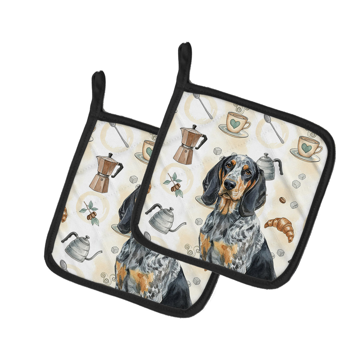 Caroline's Treasures Bluetick Coonhound Coffee Bar Pair of Pot Holders