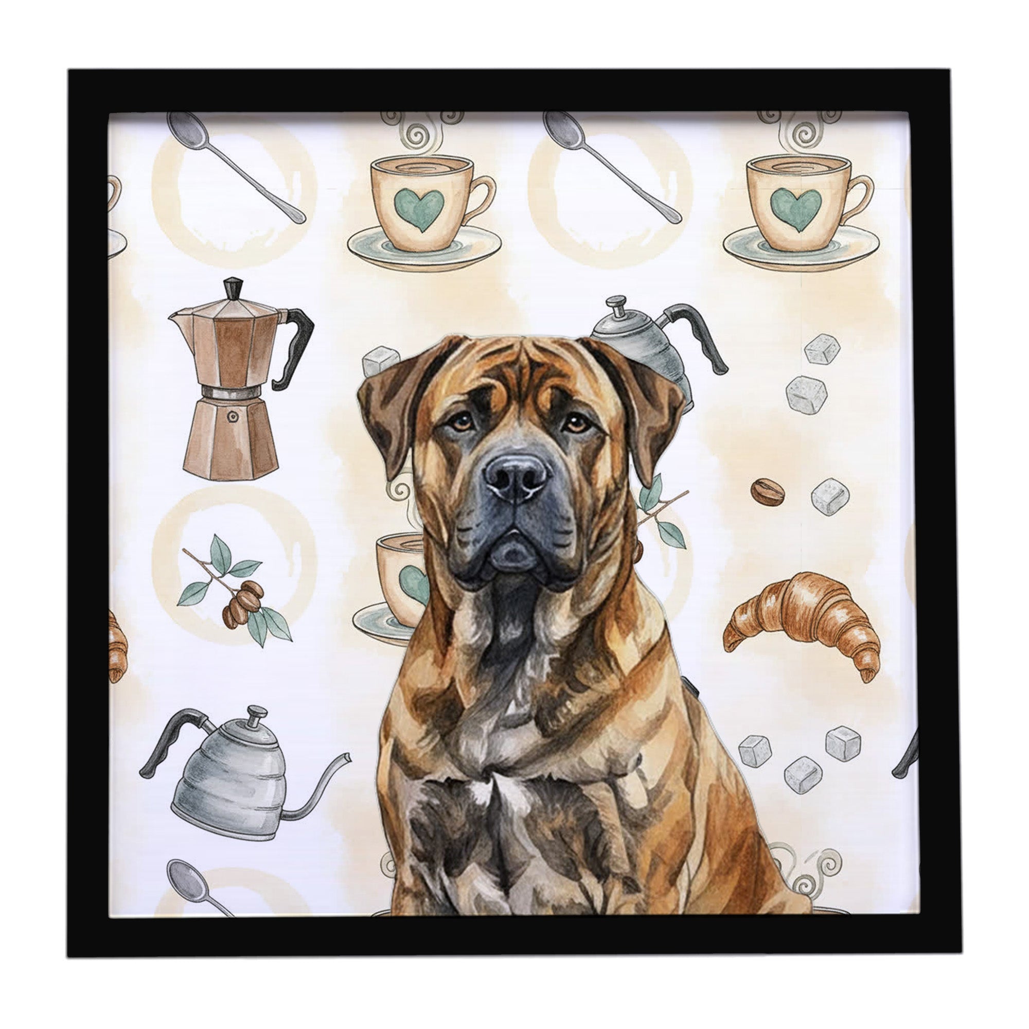 Caroline's Treasures Brindle Boerboel Coffee Bar Framed Metal Print