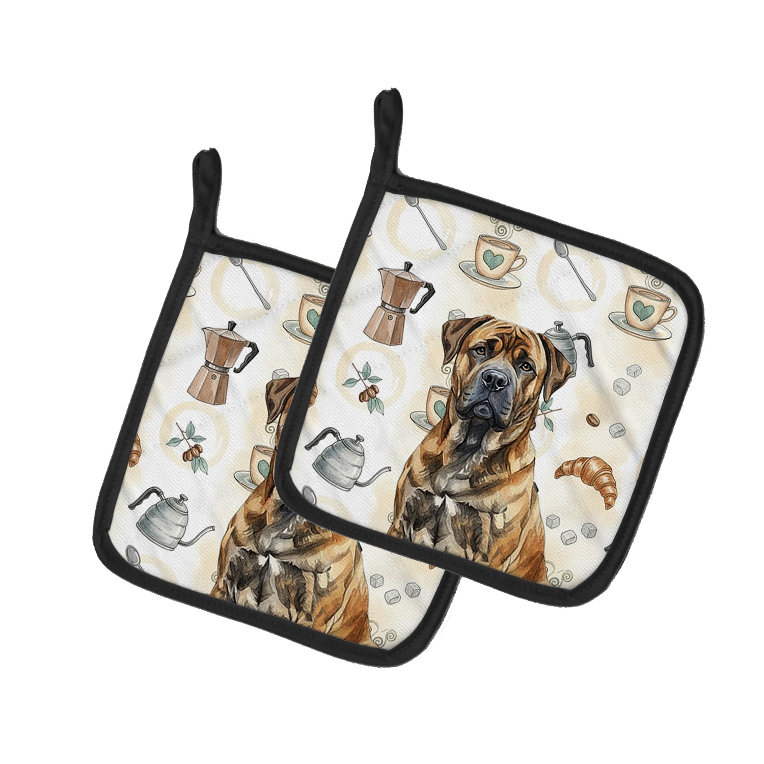 Caroline's Treasures Brindle Boerboel Coffee Bar Pair of Pot Holders