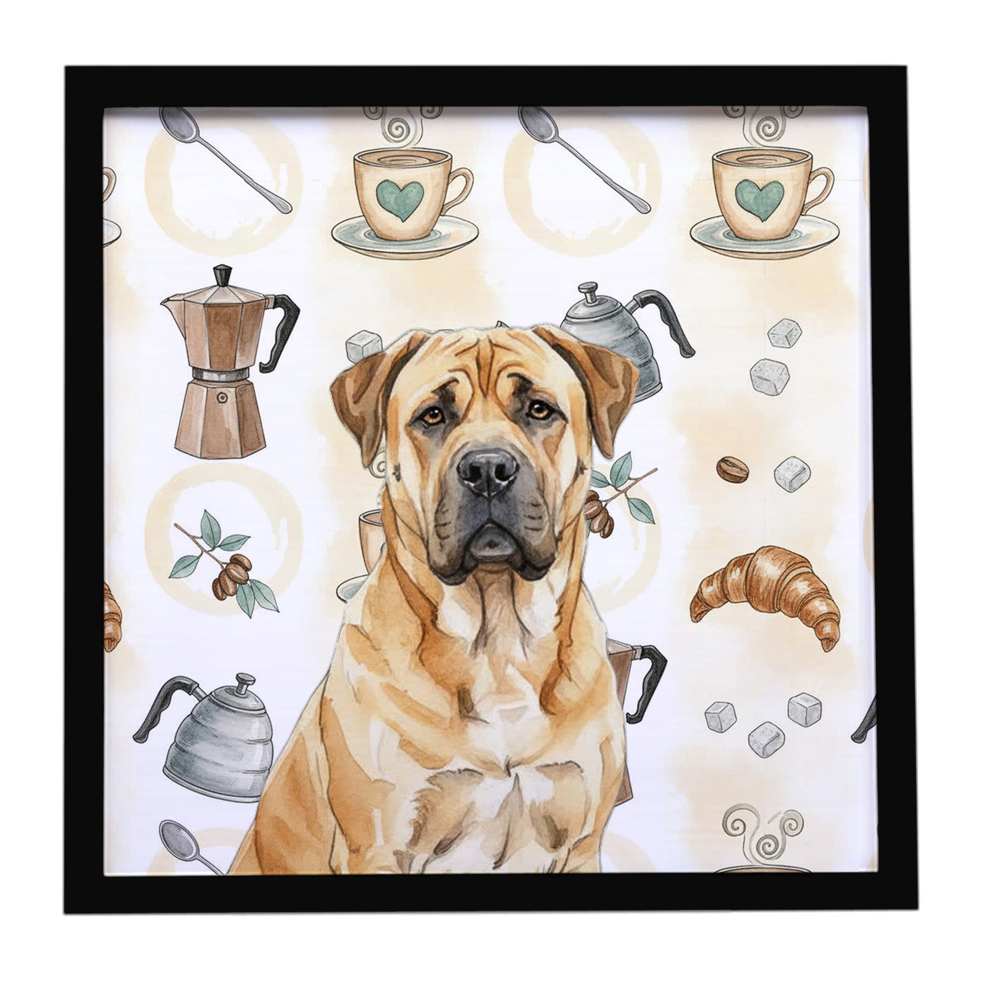 Caroline's Treasures Fawn Boerboel Coffee Bar Framed Metal Print