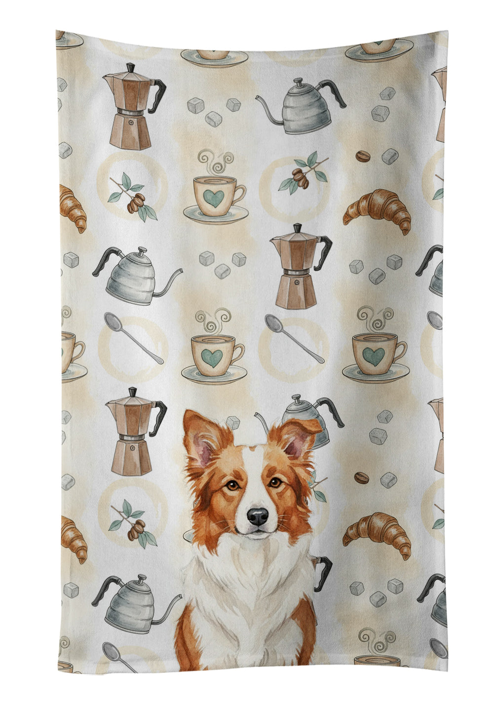 Caroline's Treasures Red and White Border Collie Coffee Bar Kitchen Towel