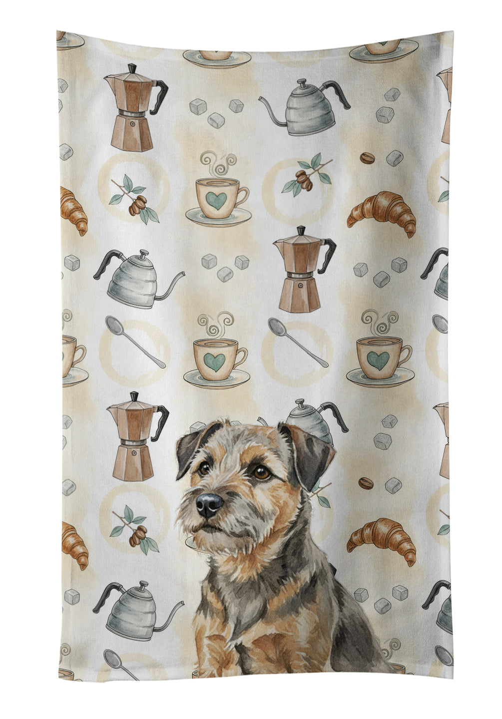 Caroline's Treasures Grizzle and Tan Border Terrier Coffee Bar Kitchen Towel