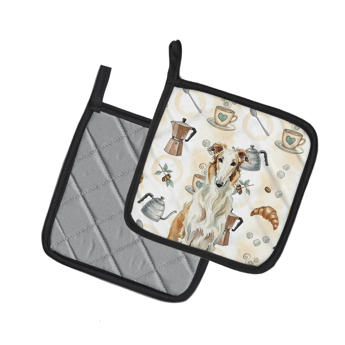 Caroline's Treasures Borzoi Coffee Bar Pair of Pot Holders