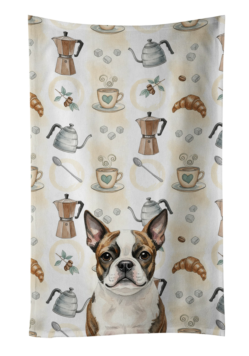 Caroline's Treasures Brindle Boston Terrier Coffee Bar Kitchen Towel