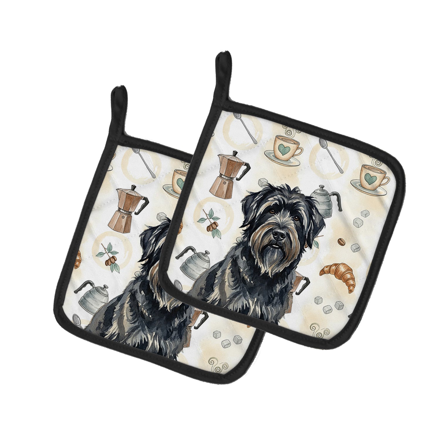 Caroline's Treasures Bouvier des Flandres Coffee Bar Pair of Pot Holders