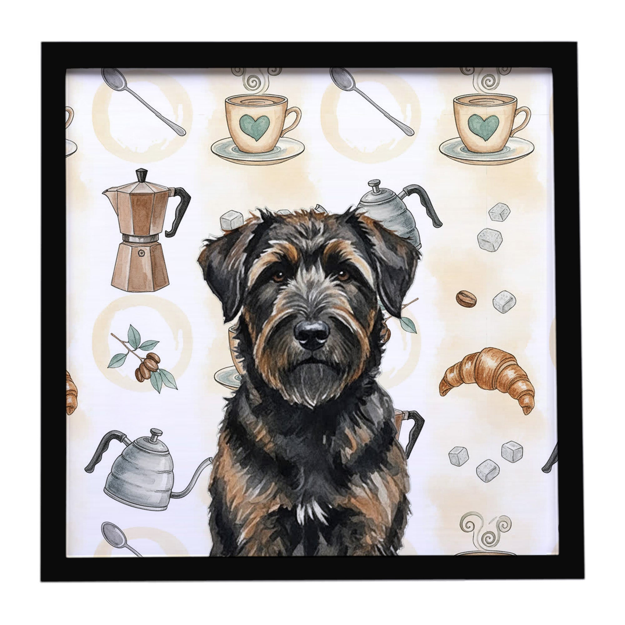 Caroline's Treasures Brindle Bouvier des Flandres Coffee Bar Framed Metal Print