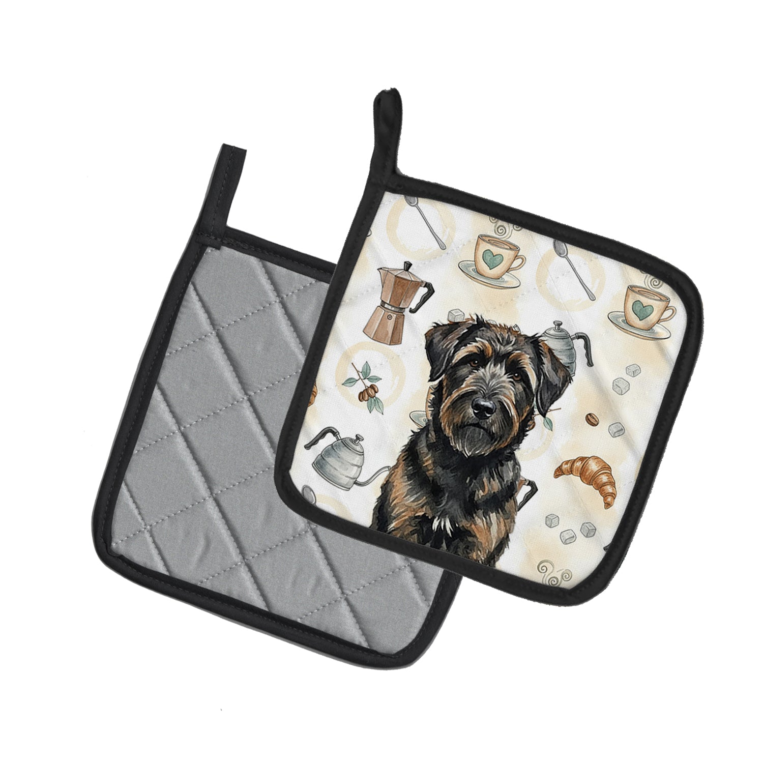 Caroline's Treasures Brindle Bouvier des Flandres Coffee Bar Pair of Pot Holders