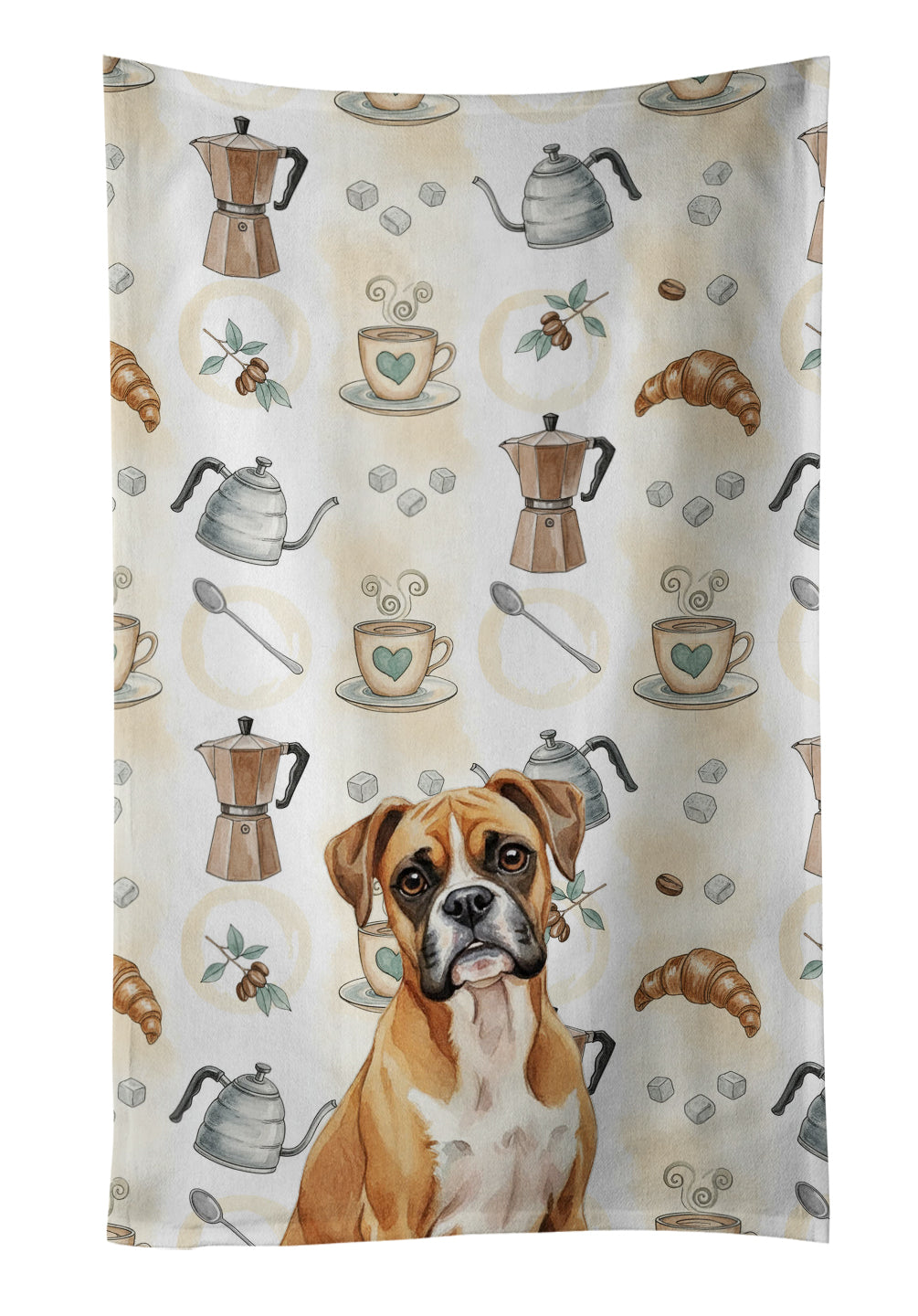 Caroline's Treasures Boxer Coffee Bar Kitchen Towel