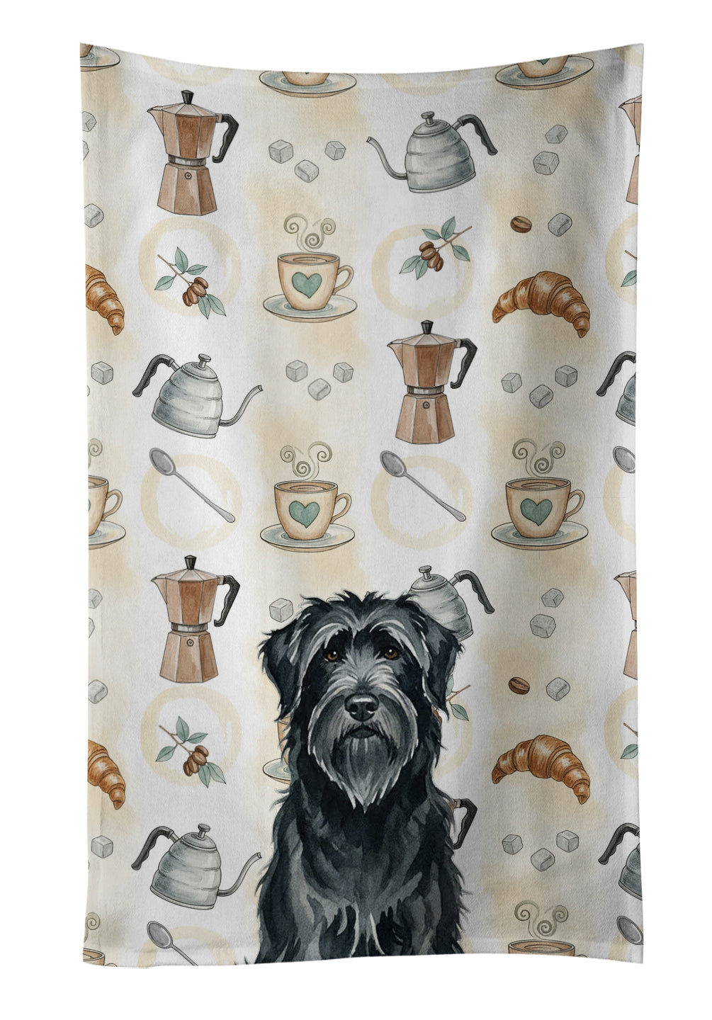 Caroline's Treasures Black Briard Coffee Bar Kitchen Towel