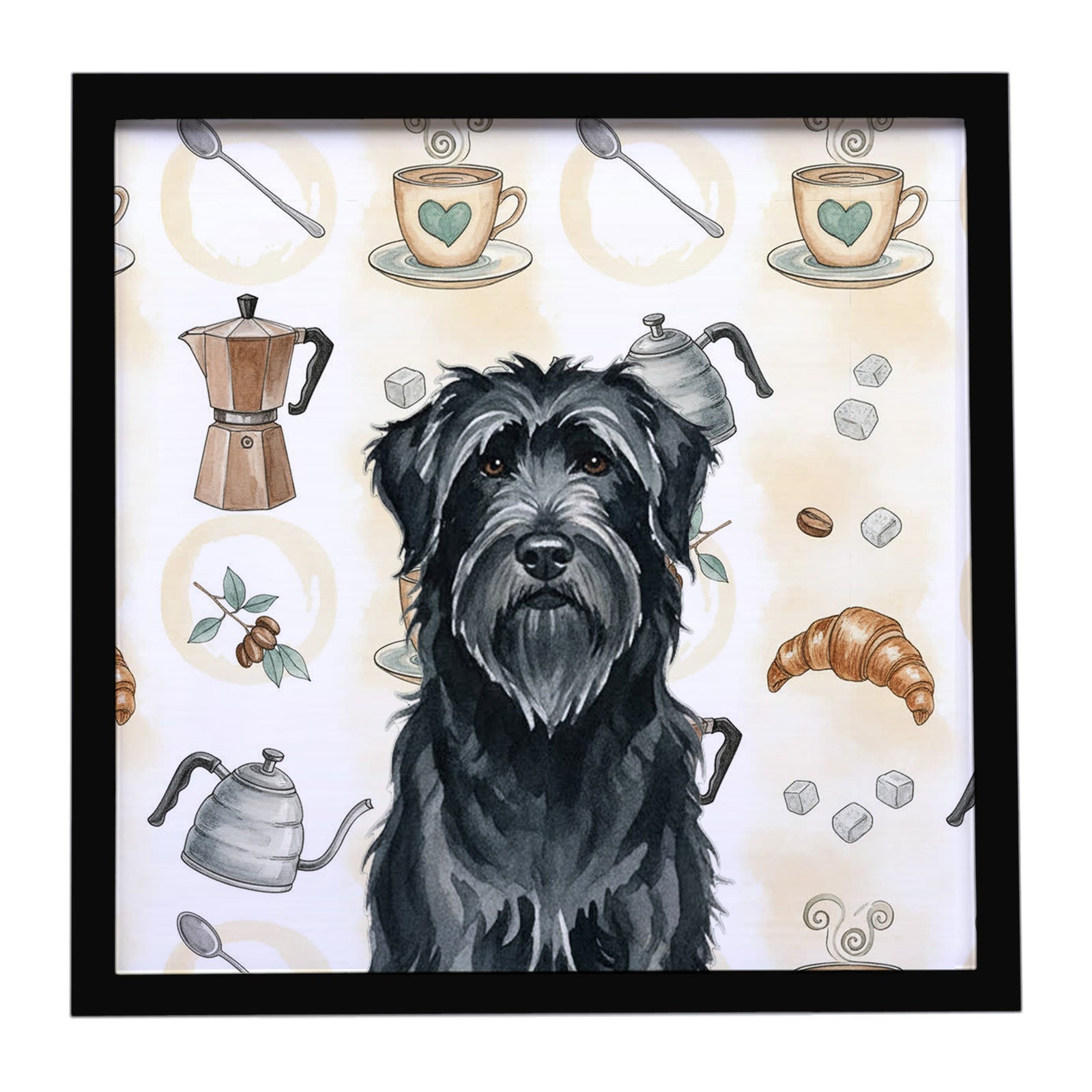 Caroline's Treasures Black Briard Coffee Bar Framed Metal Print
