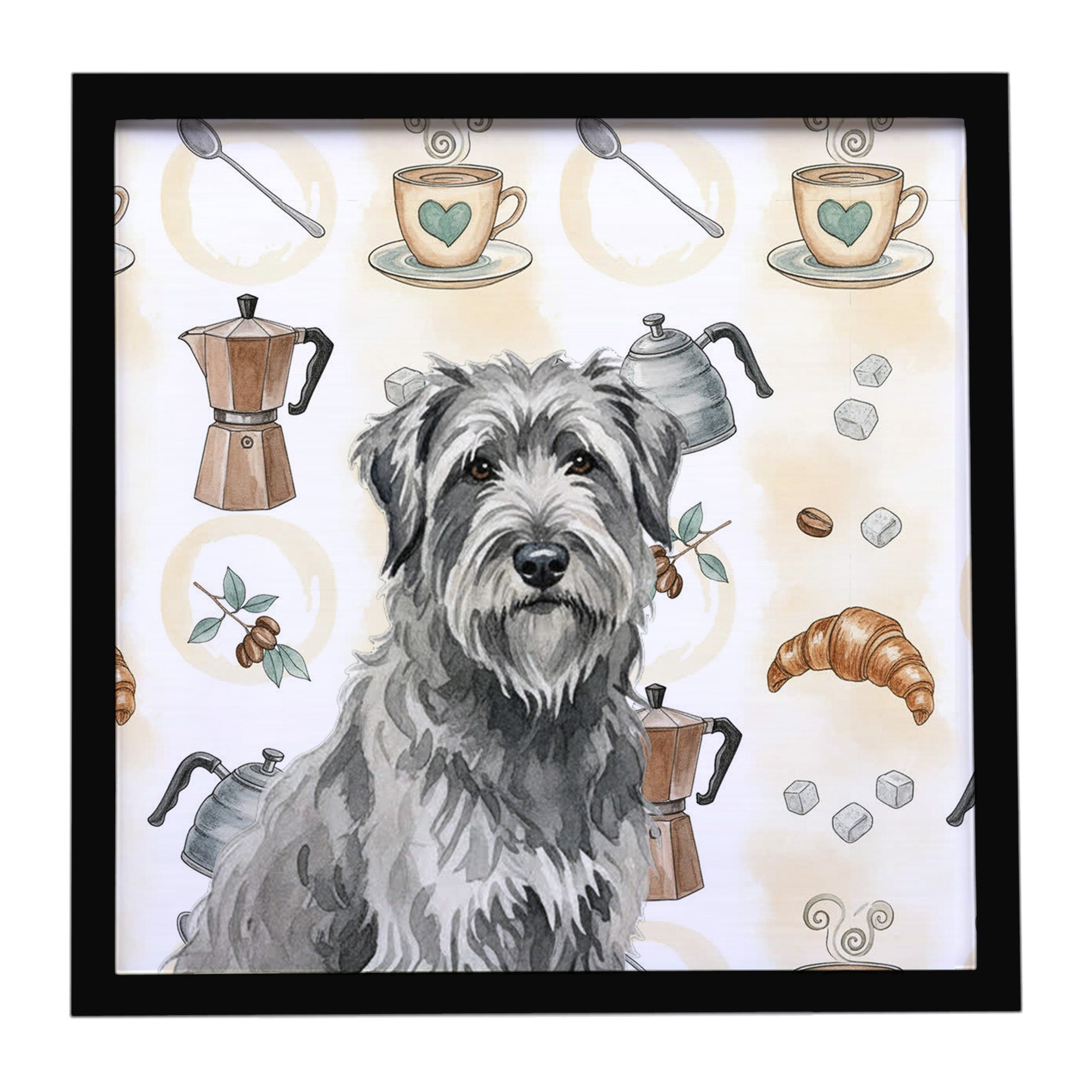 Caroline's Treasures Gray Briard Coffee Bar Framed Metal Print
