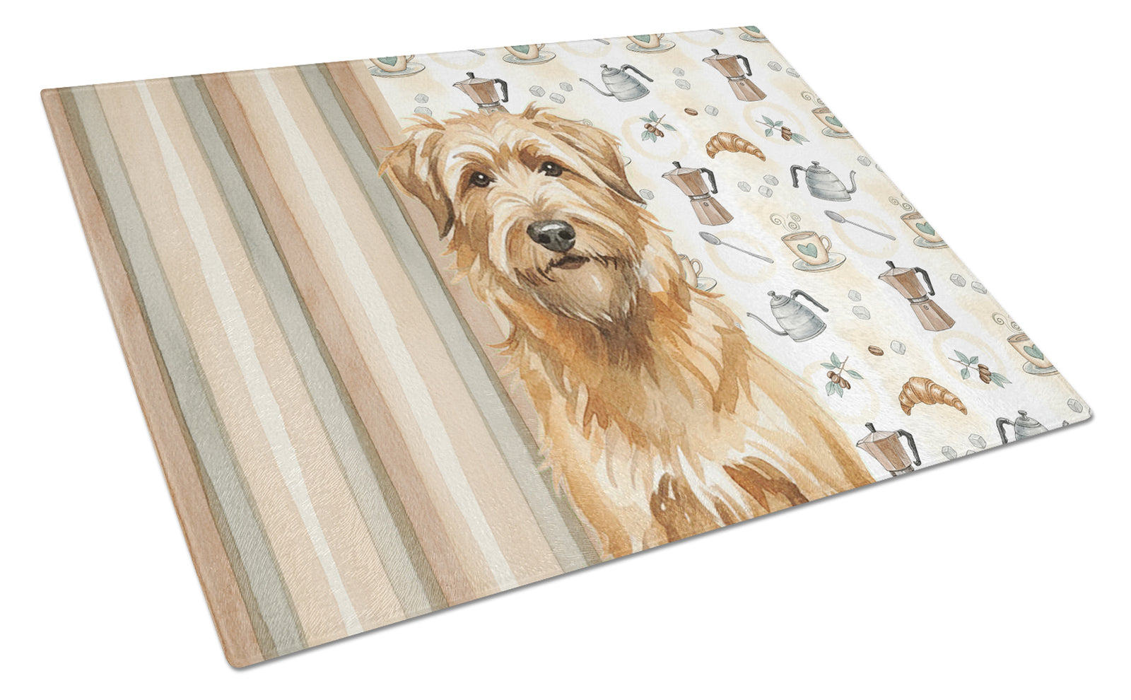 Caroline's Treasures Tawny Briard Coffee Bar Glass Cutting Board