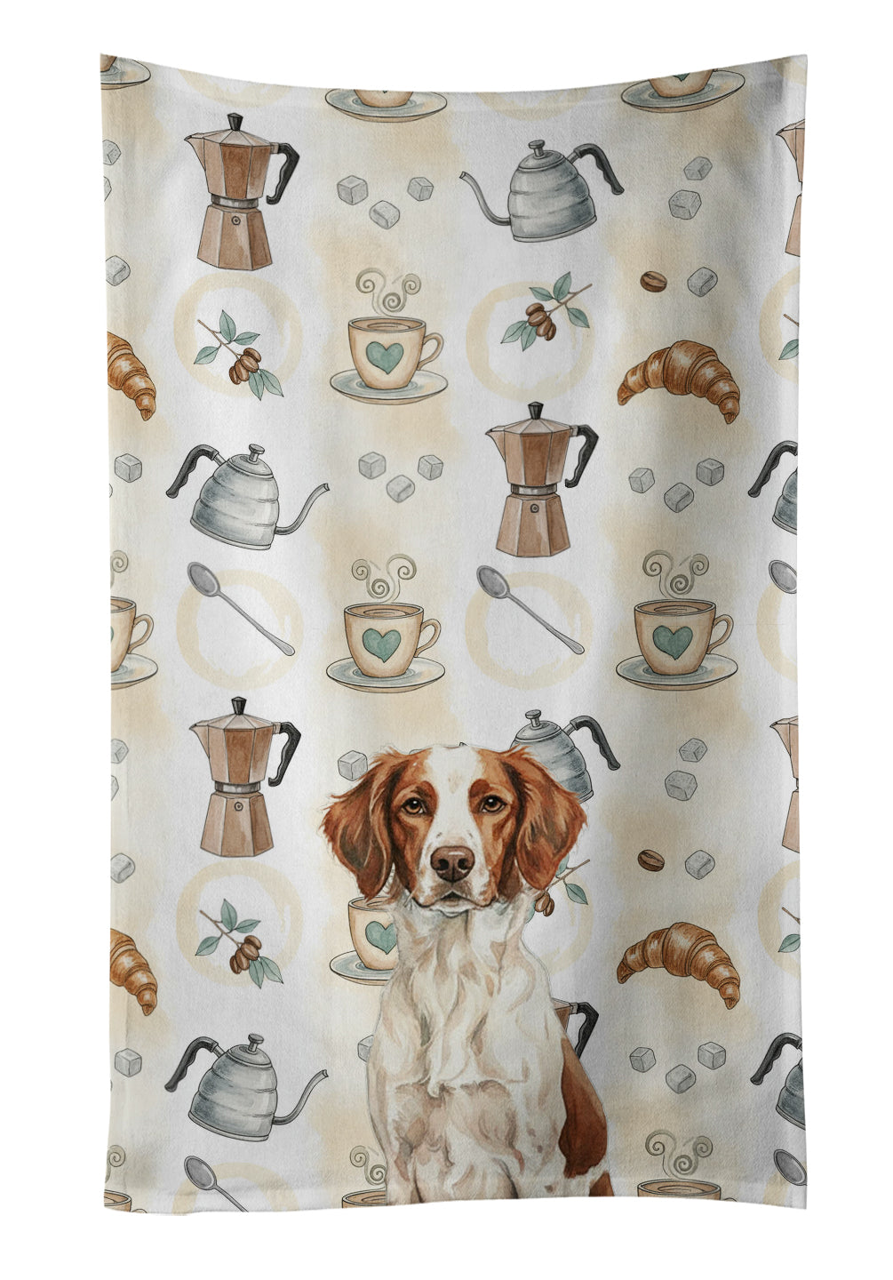 Caroline's Treasures Liver and White Brittany Coffee Bar Kitchen Towel