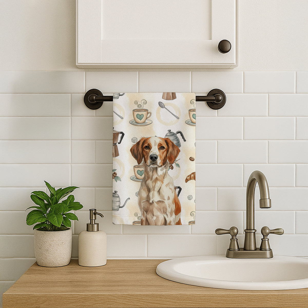 Caroline's Treasures Roan Brittany Coffee Bar Kitchen Towel
