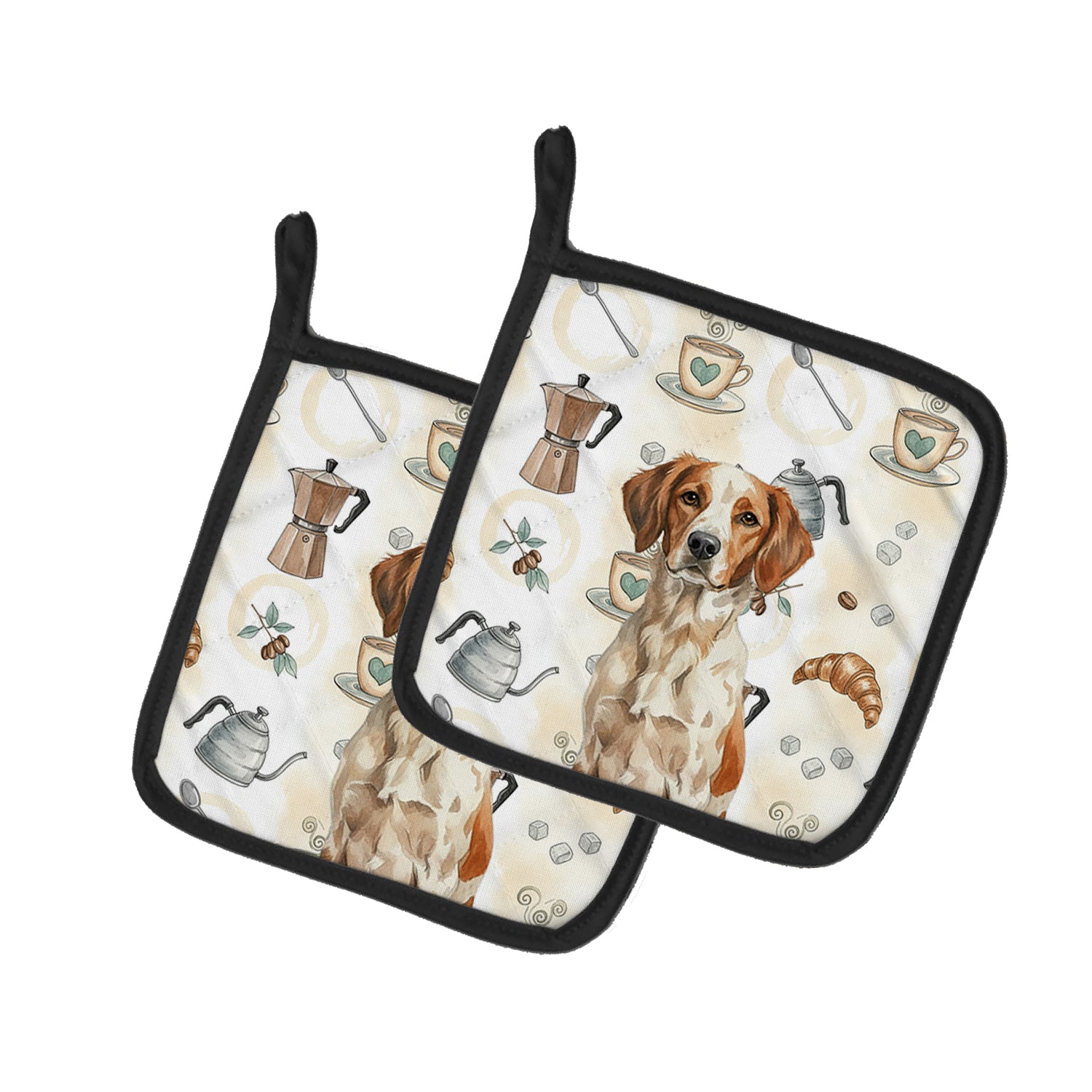 Caroline's Treasures Roan Brittany Coffee Bar Pair of Pot Holders