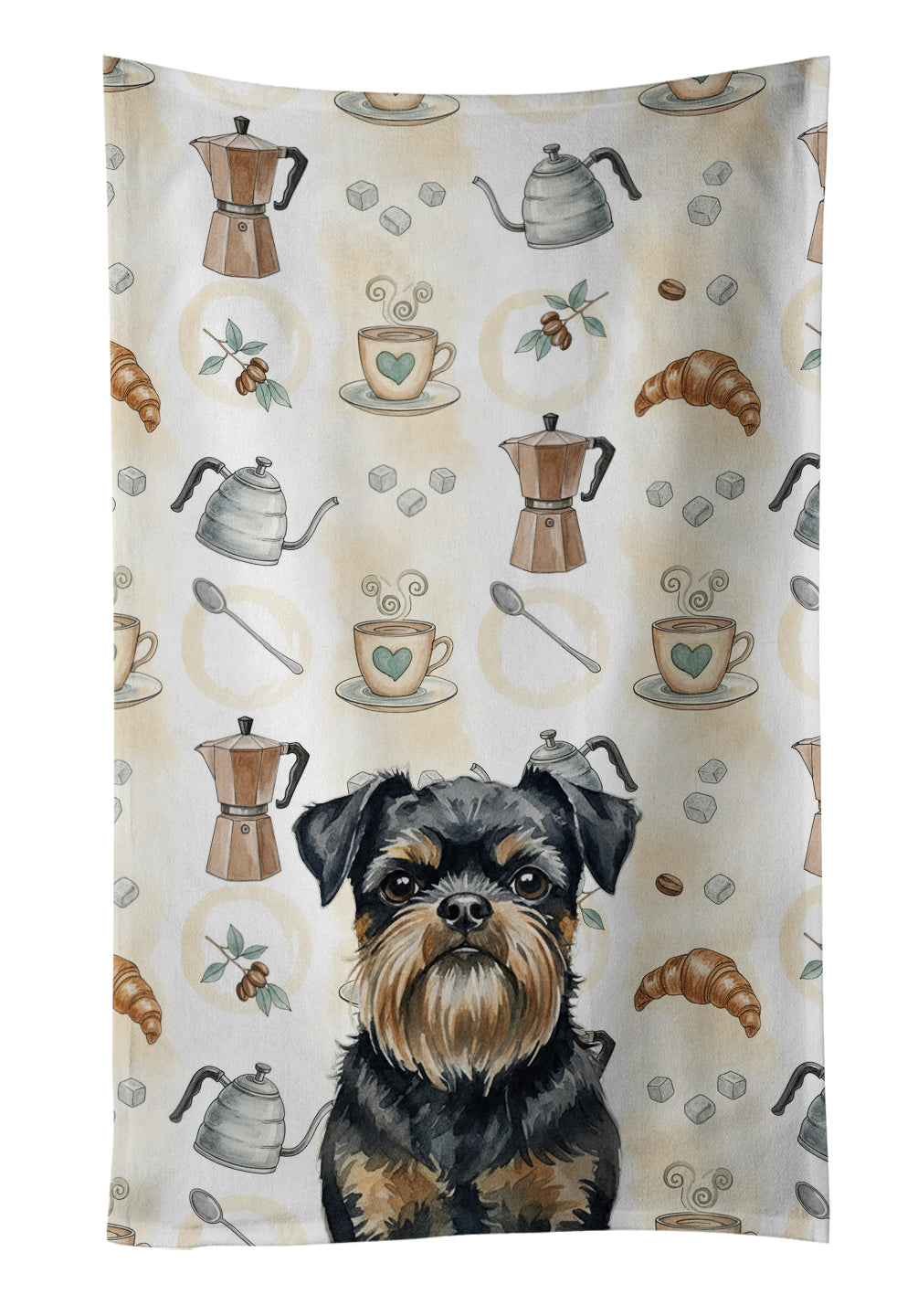 Caroline's Treasures Black and Tan Brussels Griffon Coffee Bar Kitchen Towel