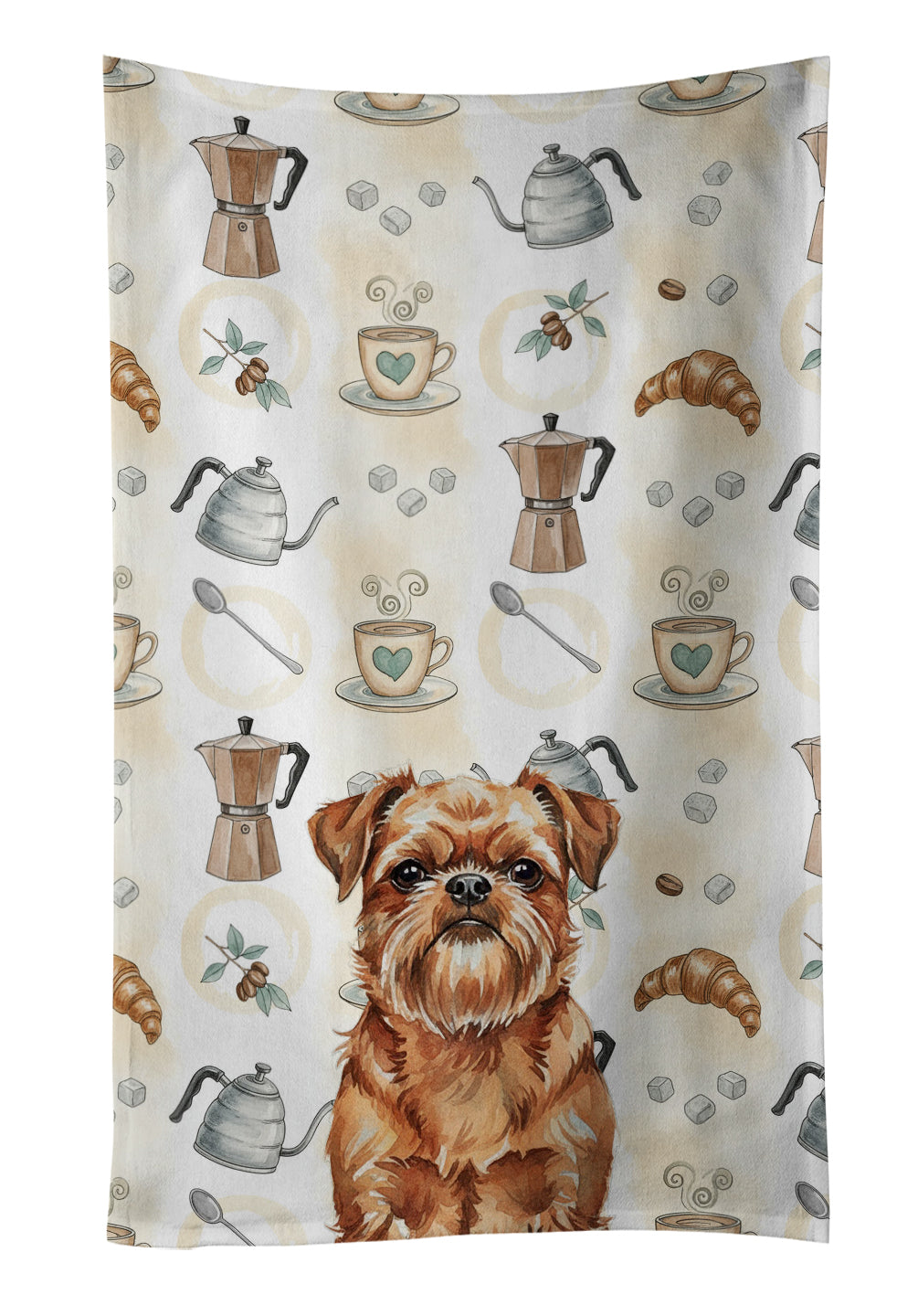 Caroline's Treasures Red Brussels Griffon Coffee Bar Kitchen Towel