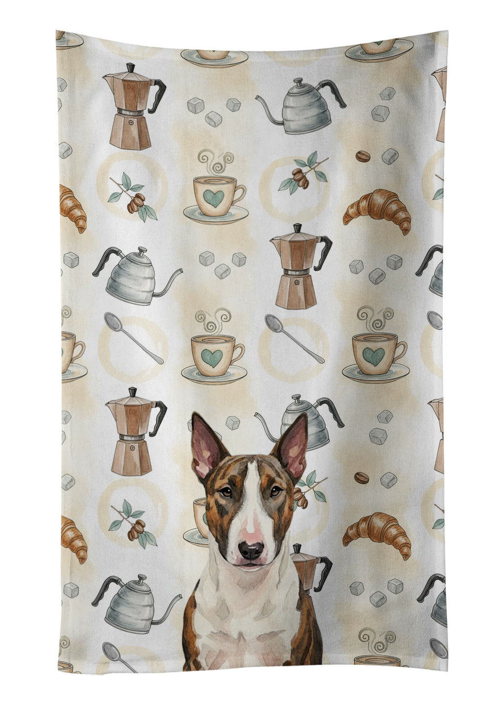 Caroline's Treasures Brindle and White Bull Terrier Coffee Bar Kitchen Towel