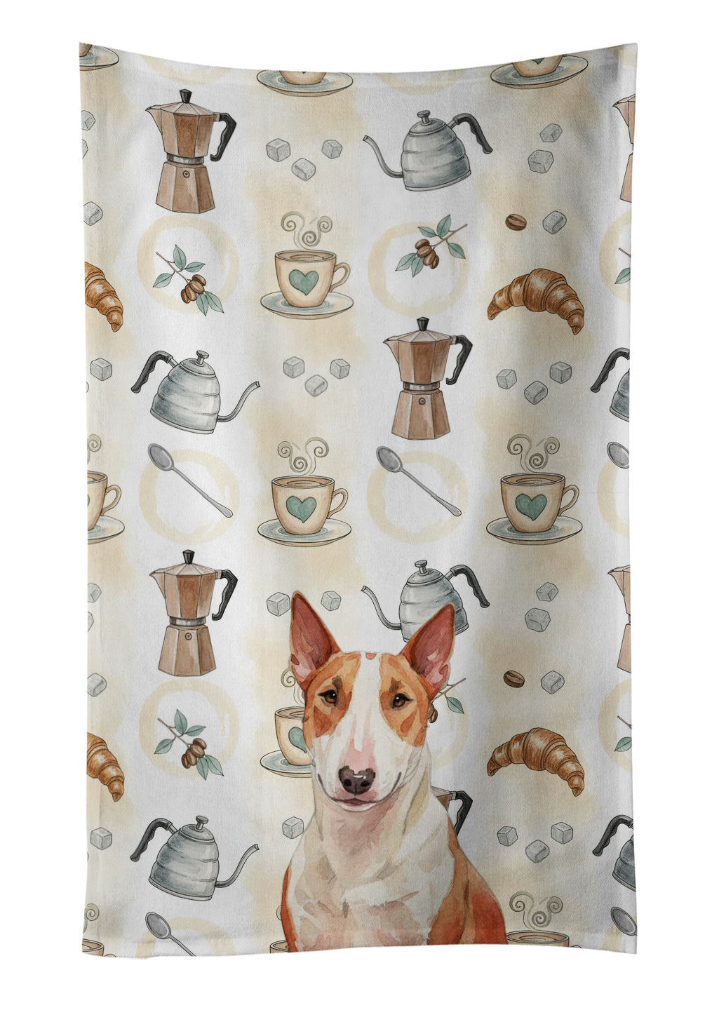 Caroline's Treasures Red and White Bull Terrier Coffee Bar Kitchen Towel