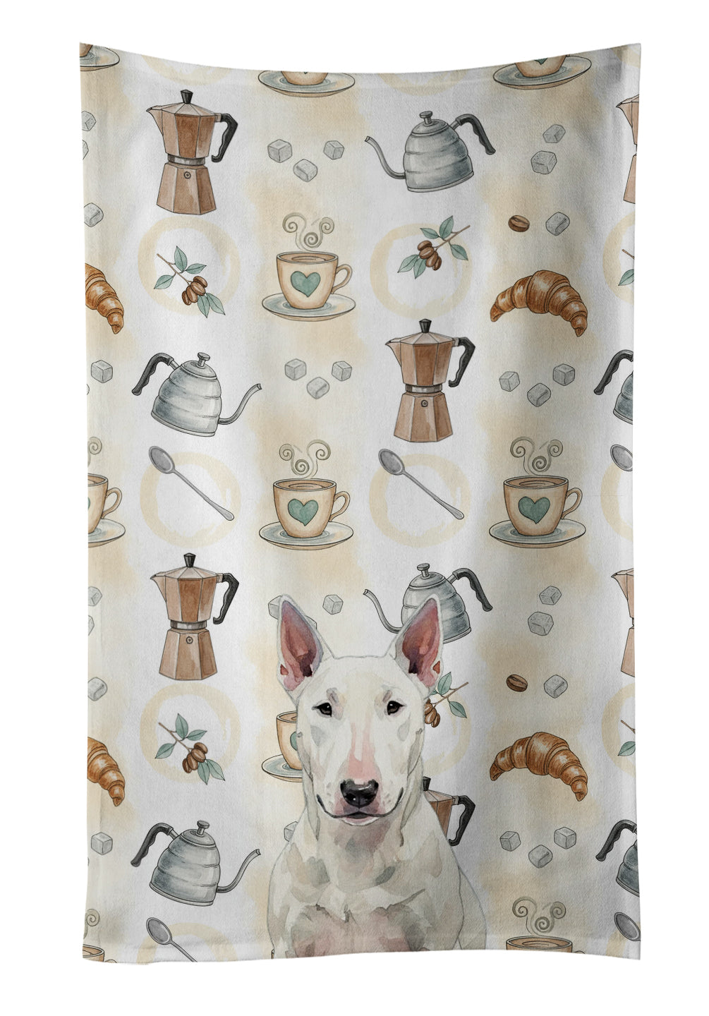 Caroline's Treasures White Bull Terrier Coffee Bar Kitchen Towel